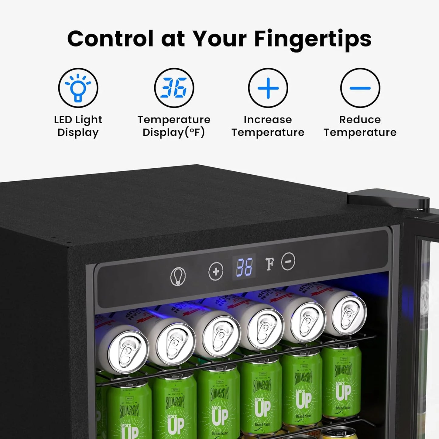 Beverage Refrigerator Cooler - 126 Can Mini Fridge Glass Door for Drinks Soda Beer Wine - Small Refrigerator for Office Bedroom Home Bar, 4 Adjustable Shelves, 3.2 Cu.Ft, Silver