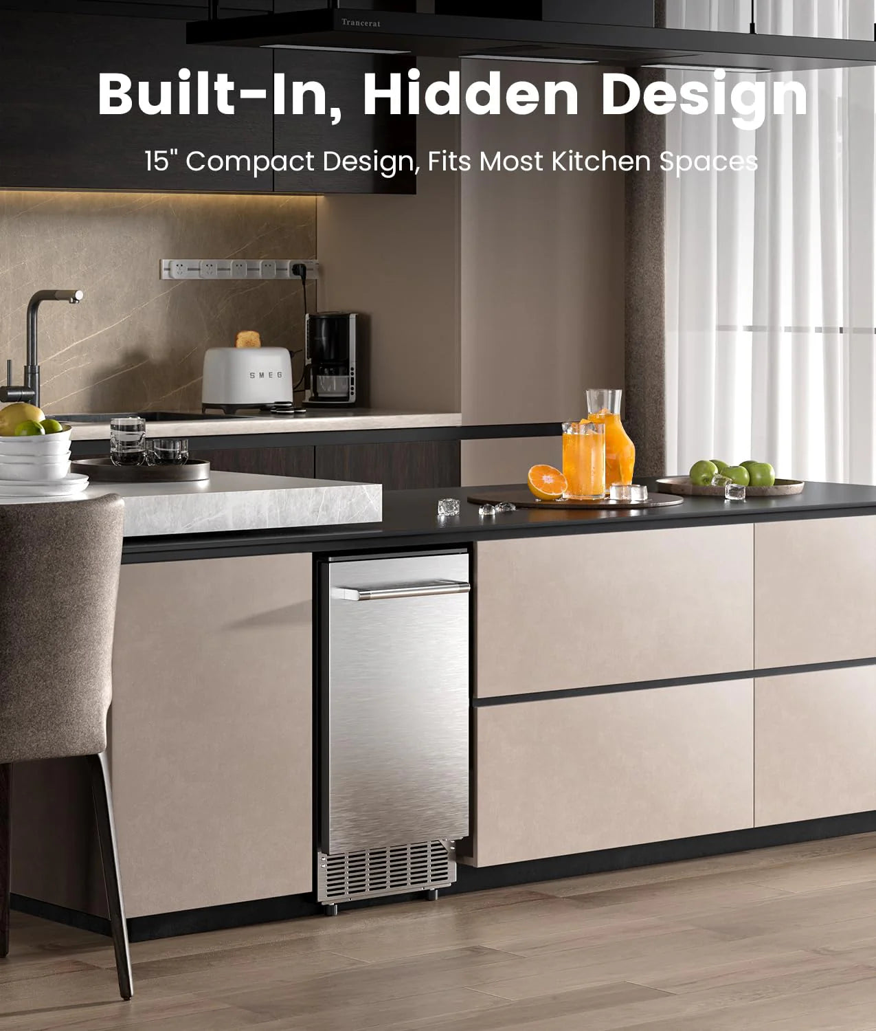 ecozy Portable Ice Maker Countertop, 9 Cubes Ready in 6 Mins, 26 lbs in 24 Hours, Self-Cleaning Machine with Ice Bags/Standing Ice Scoop/Ice Basket for Kitchen Office Bar Party, Aqua