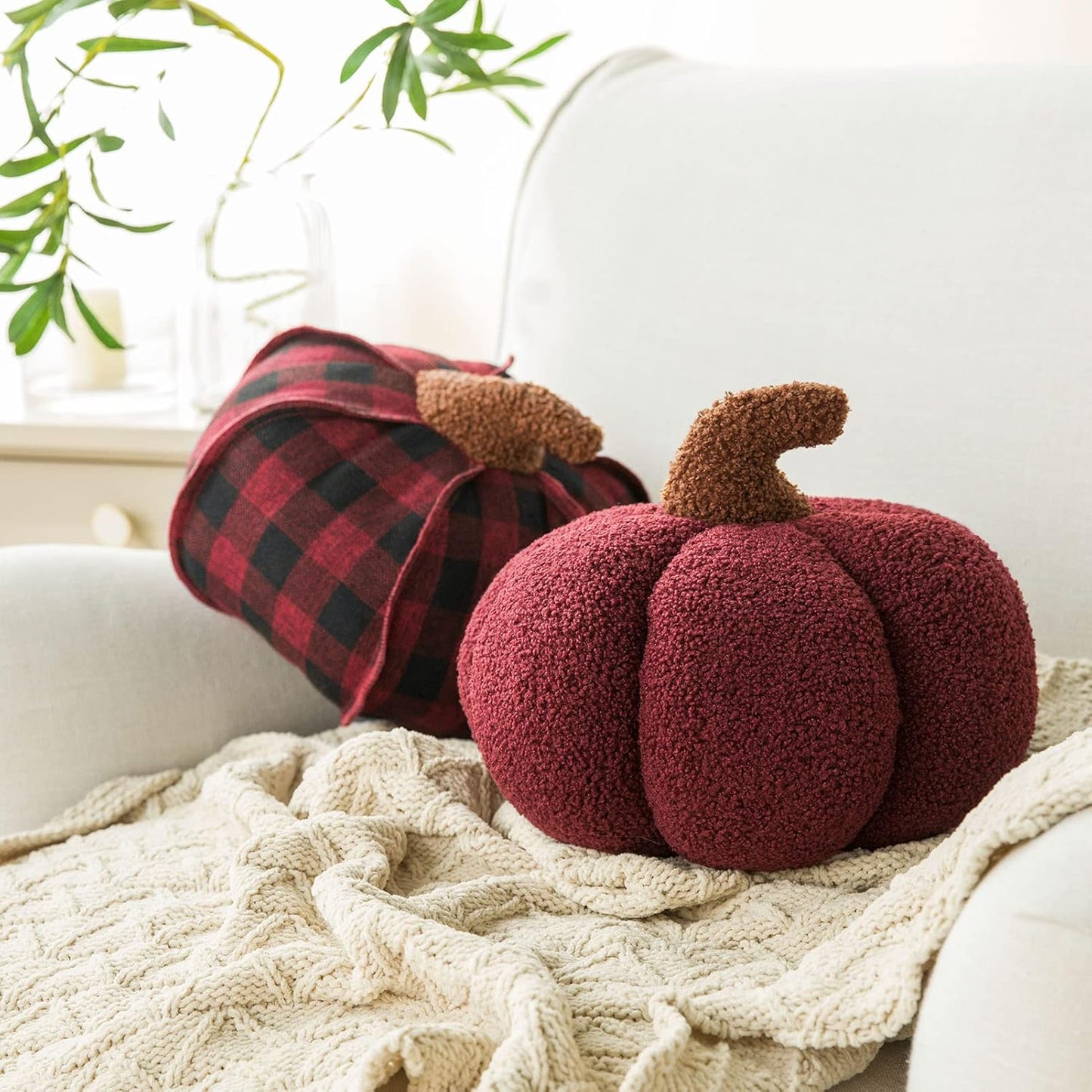 Teddy Fleece Pumpkin Throw Pillows