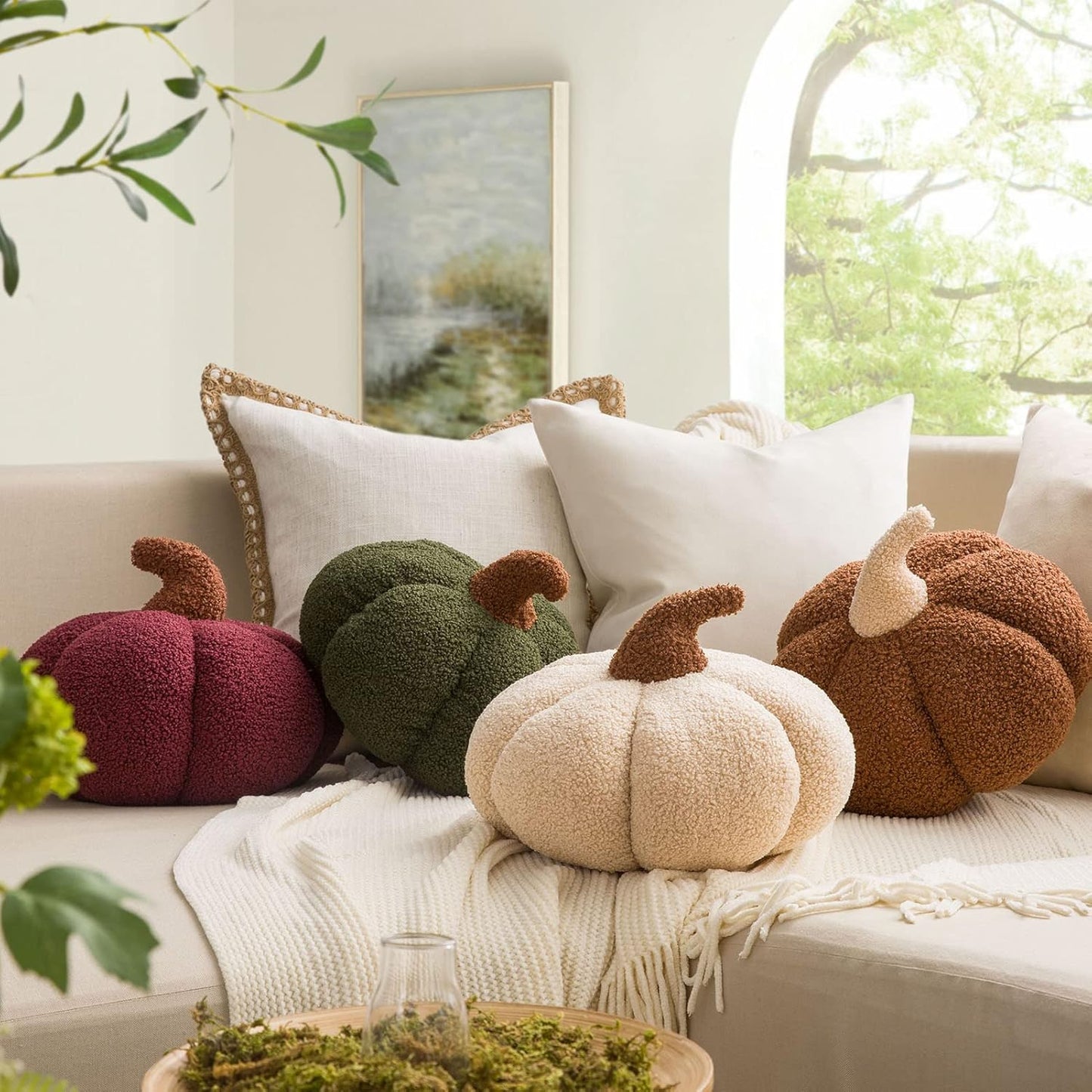 Teddy Fleece Pumpkin Throw Pillows