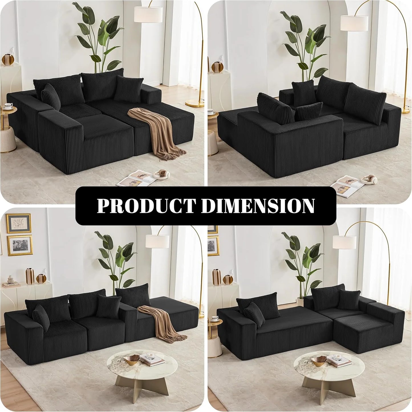 108 inch sectional sofa, cloud sectional sofa with deep seat, modern sectional L shaped sofa
