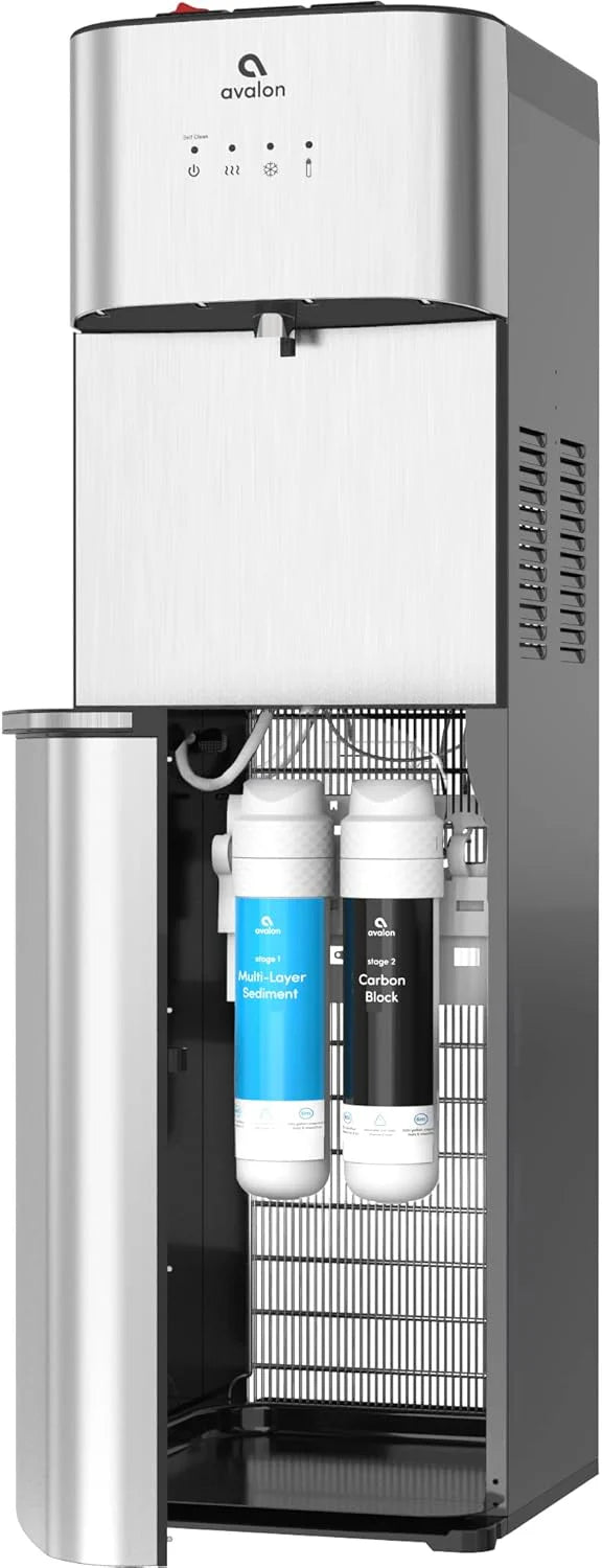 Avalon Bottom Loading Water Cooler Water Dispenser with BioGuard- 3 Temperature Settings - Hot, Cold & Room Water, Durable Stainless Steel Construction, Anti-Microbial Coating- UL Listed
