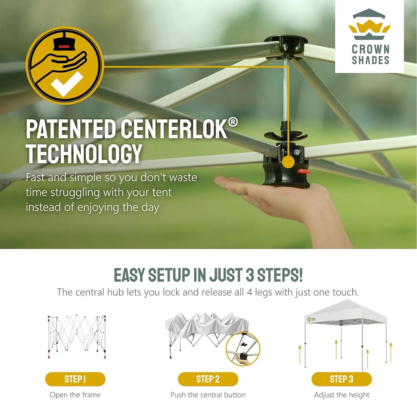 10x10 Pop-Up Awning - One-Click Installation Beach Tent - Outdoor Sunshade Silver Coated Top, 3 Heights and 4 Sand Pockets