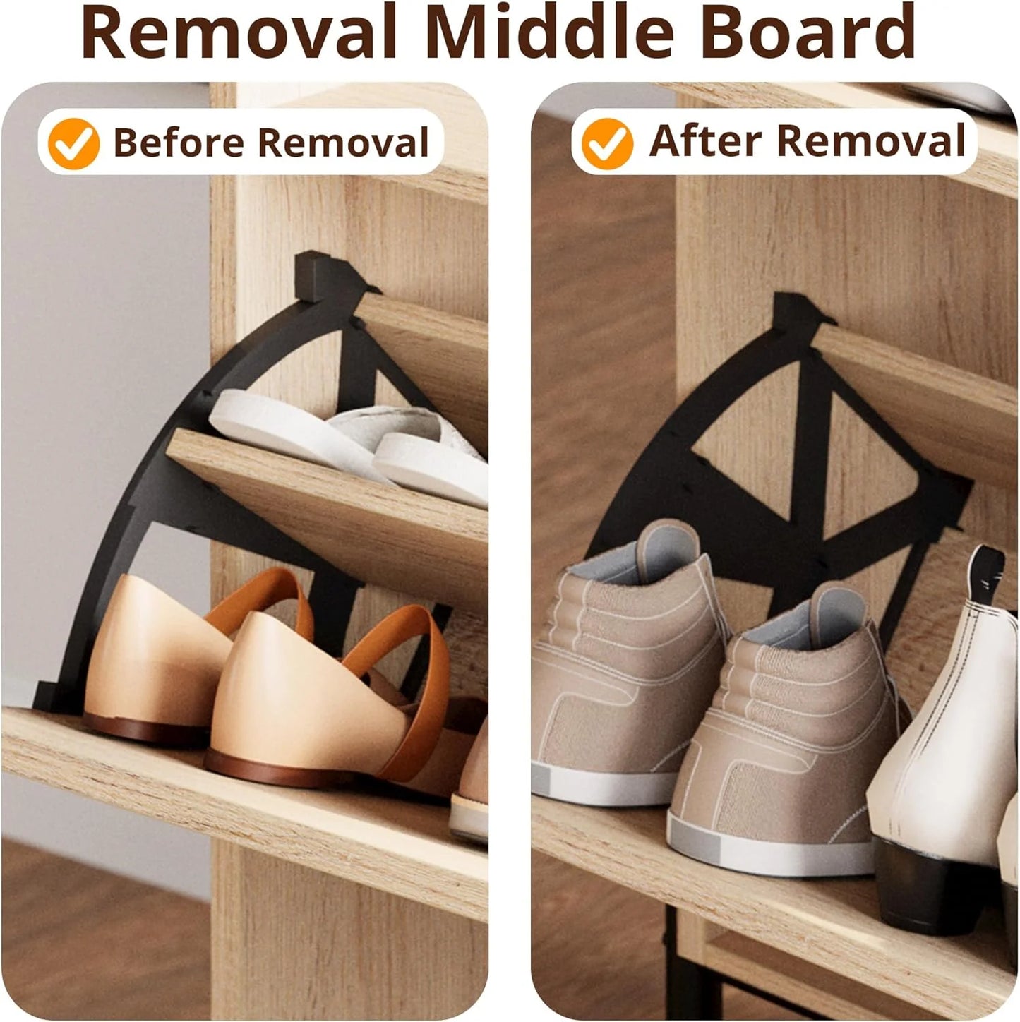 IRONCK Shoe Cabinet Storage with 2 Flip Drawers, Free Standing Wooden Shoe Storage Organizer Cabinet with Rattan Doors for Entryway, Narrow Shoe Rack Cabinet, Oak