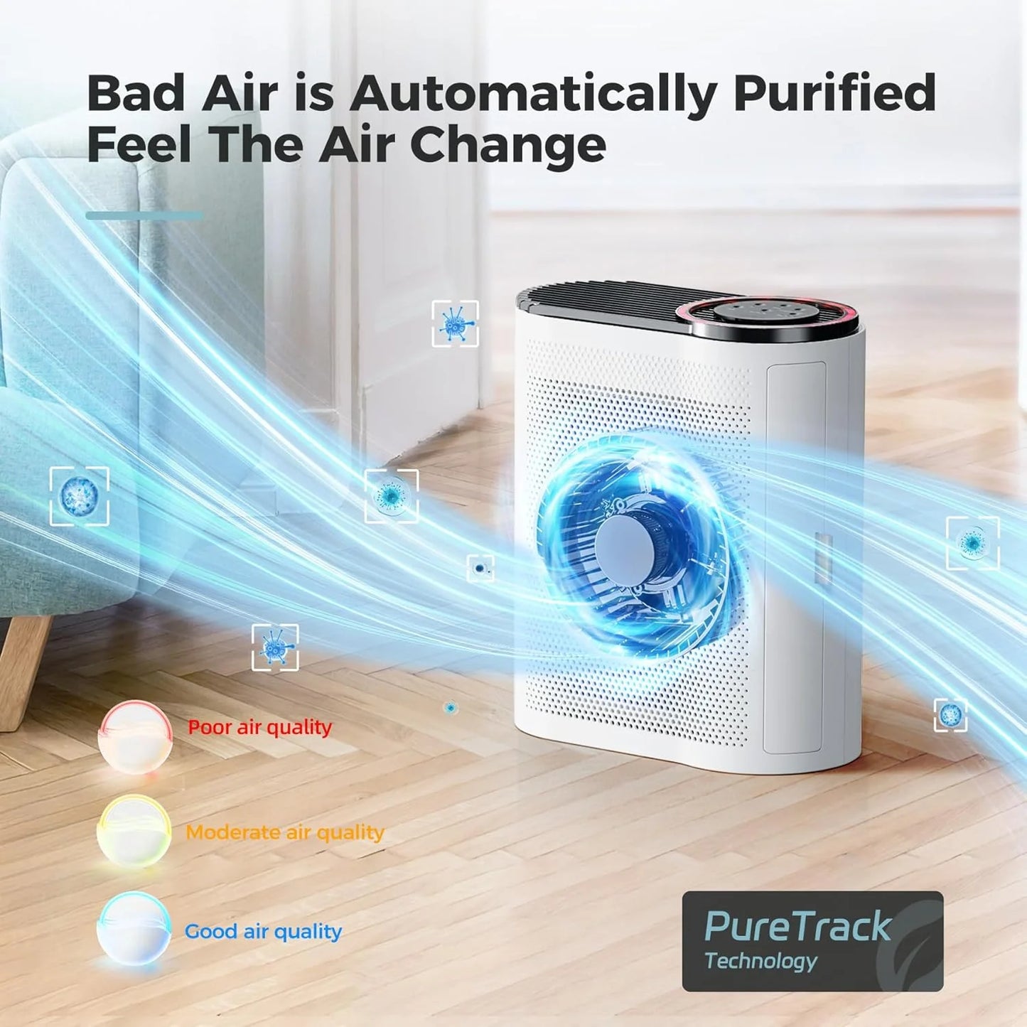 Home air purifier equipped with air quality sensor