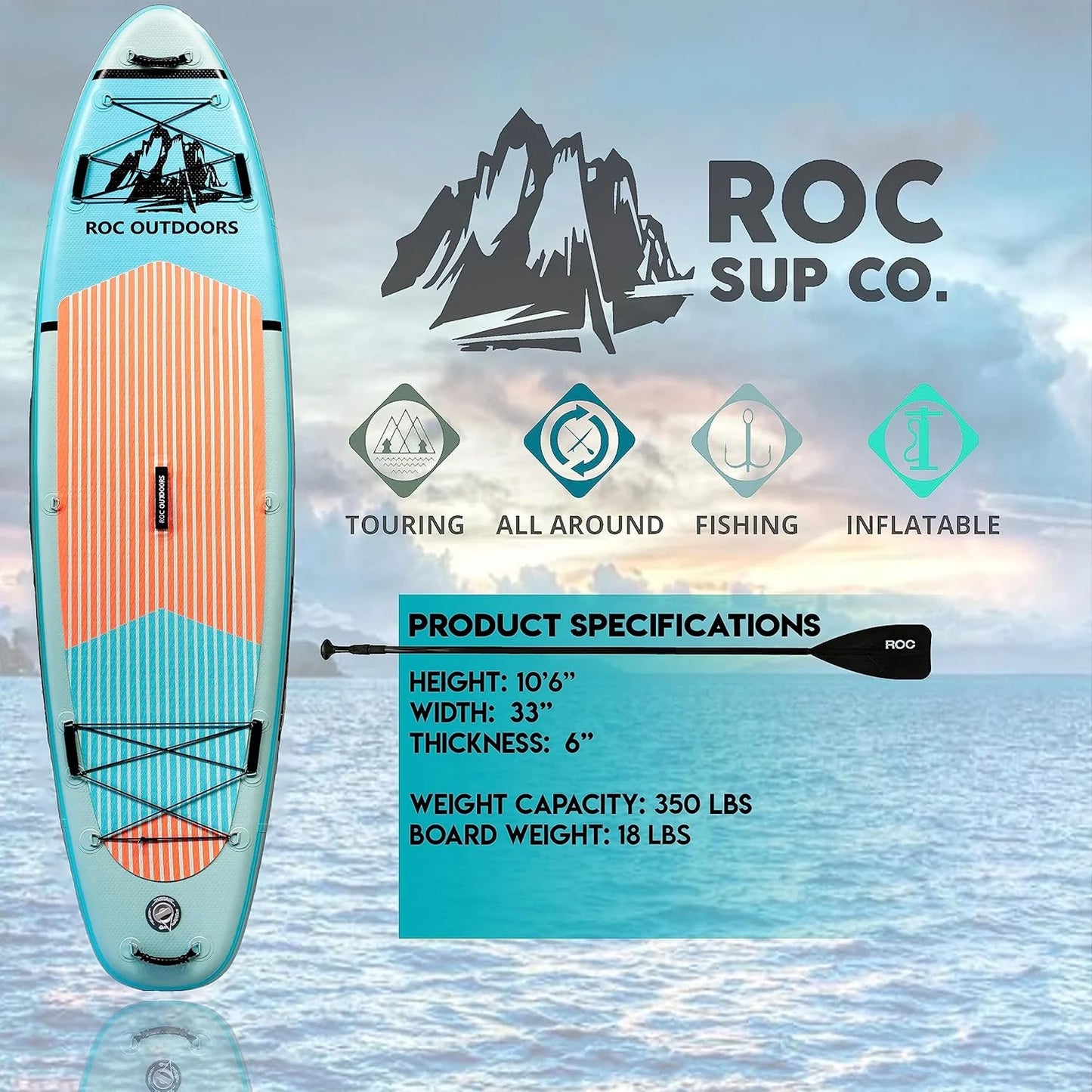 ROC inflatable stand-up paddle board high-quality SUP paddle board accessories