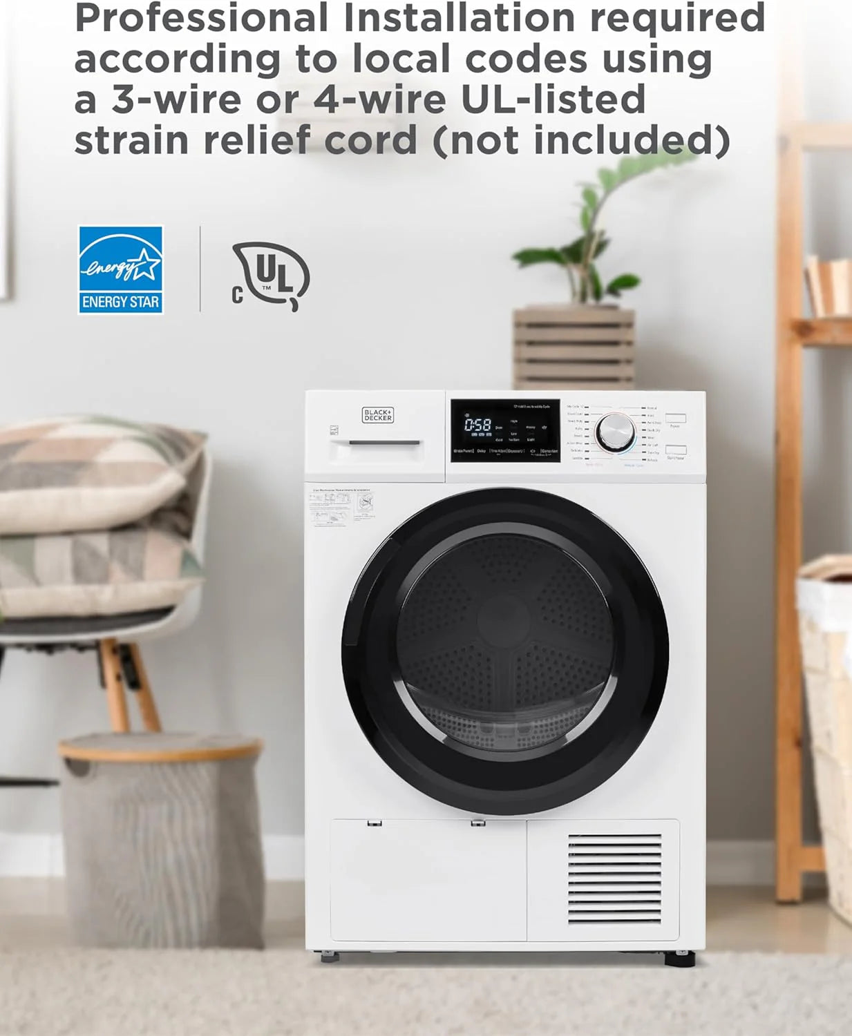 Compact Clothes Dryer, 1.5 Cu. Ft. 850W Electric Dryer, 120V Vented Portable Dryer with Stainless Steel Drum, for 5.5 lbs. of clothing for Standard Wall Outlet