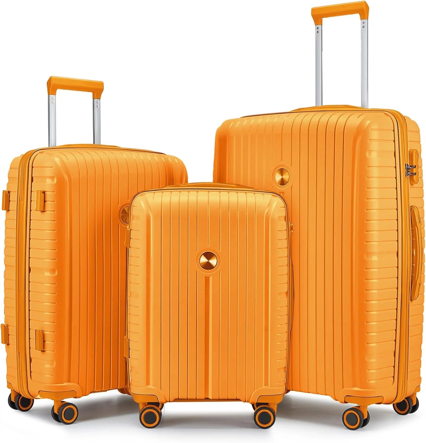 5-piece PP hardshell lightweight travel carry-on luggage set with dual spinner wheels and TSA lock