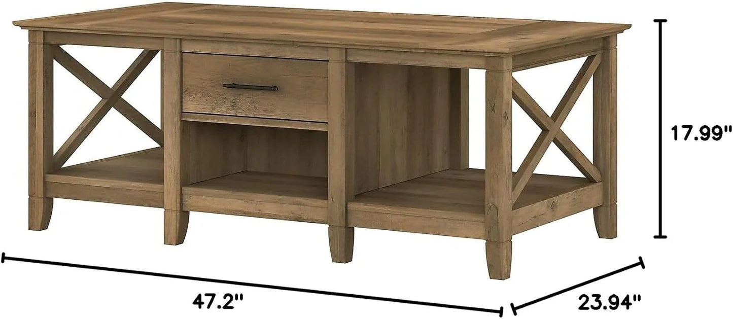 Key West Coffee Table with Storage in Washed Gray