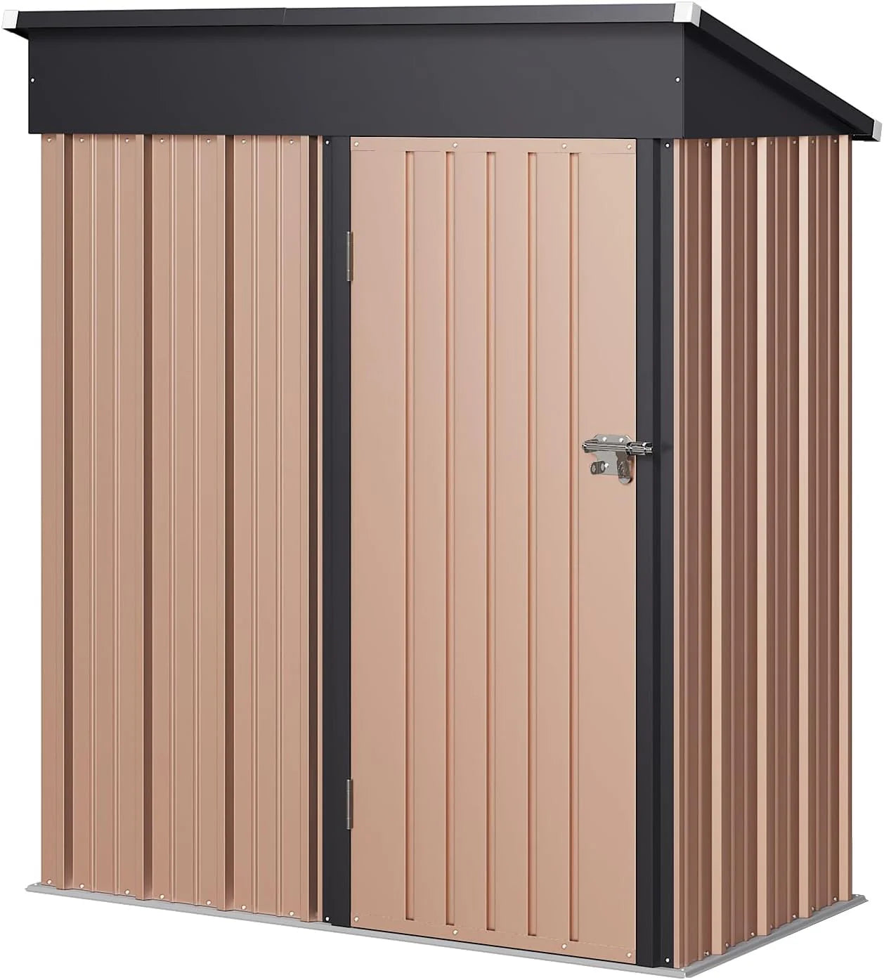 Aoxun 6.2x4 FT Shed Outdoor Storage Shed Metal Garden Shed with Lockable Doors & Slooping Roof Tool Shed Bike Shed for Backyard, Patio, Poolside (Brown)