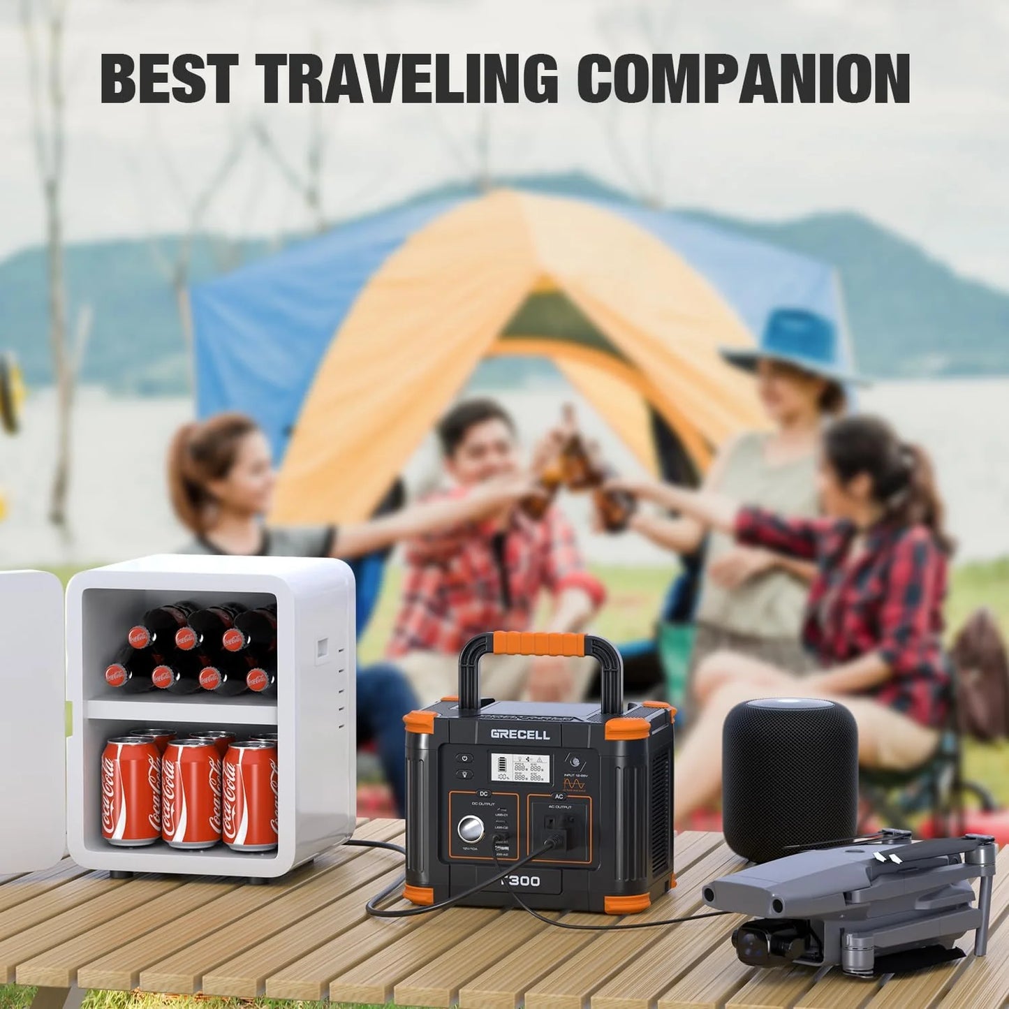 Portable Power Station 300W (Peak 600W),230.88Wh Solar Generator with 60W USB-C PD Output, 110V Pure Sine Wave AC Outlet Backup Lithium Battery for Outdoors Camping Travel Home Blackout