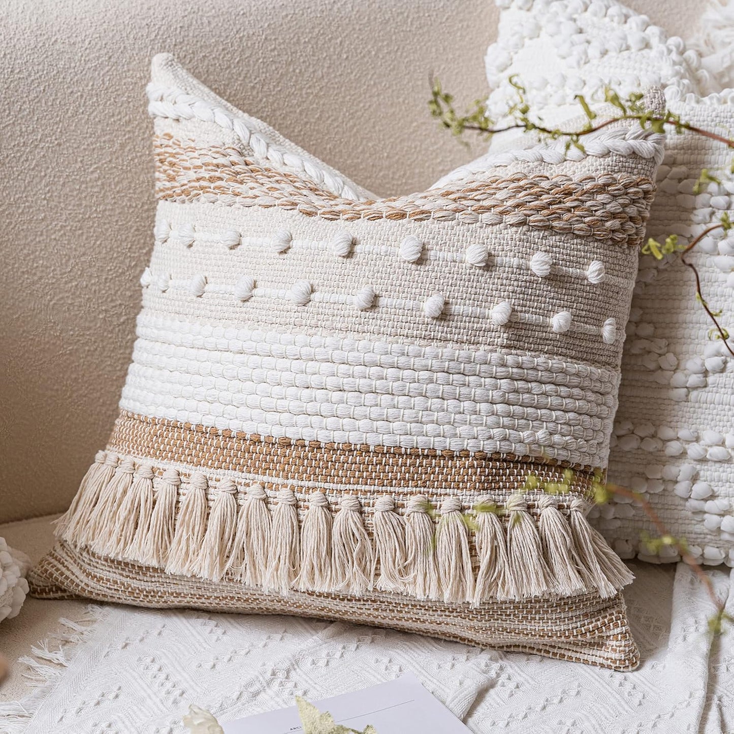 Blue Boho Decorative Throw Pillow Cover 20x20