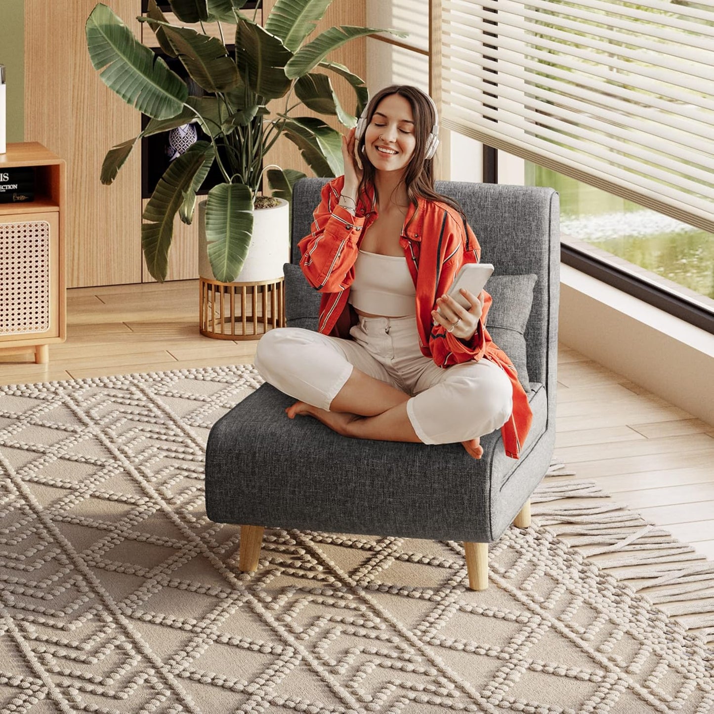 3-in-1 sleeper chair bed, convertible chair bed futon sofa with adjustable backrest