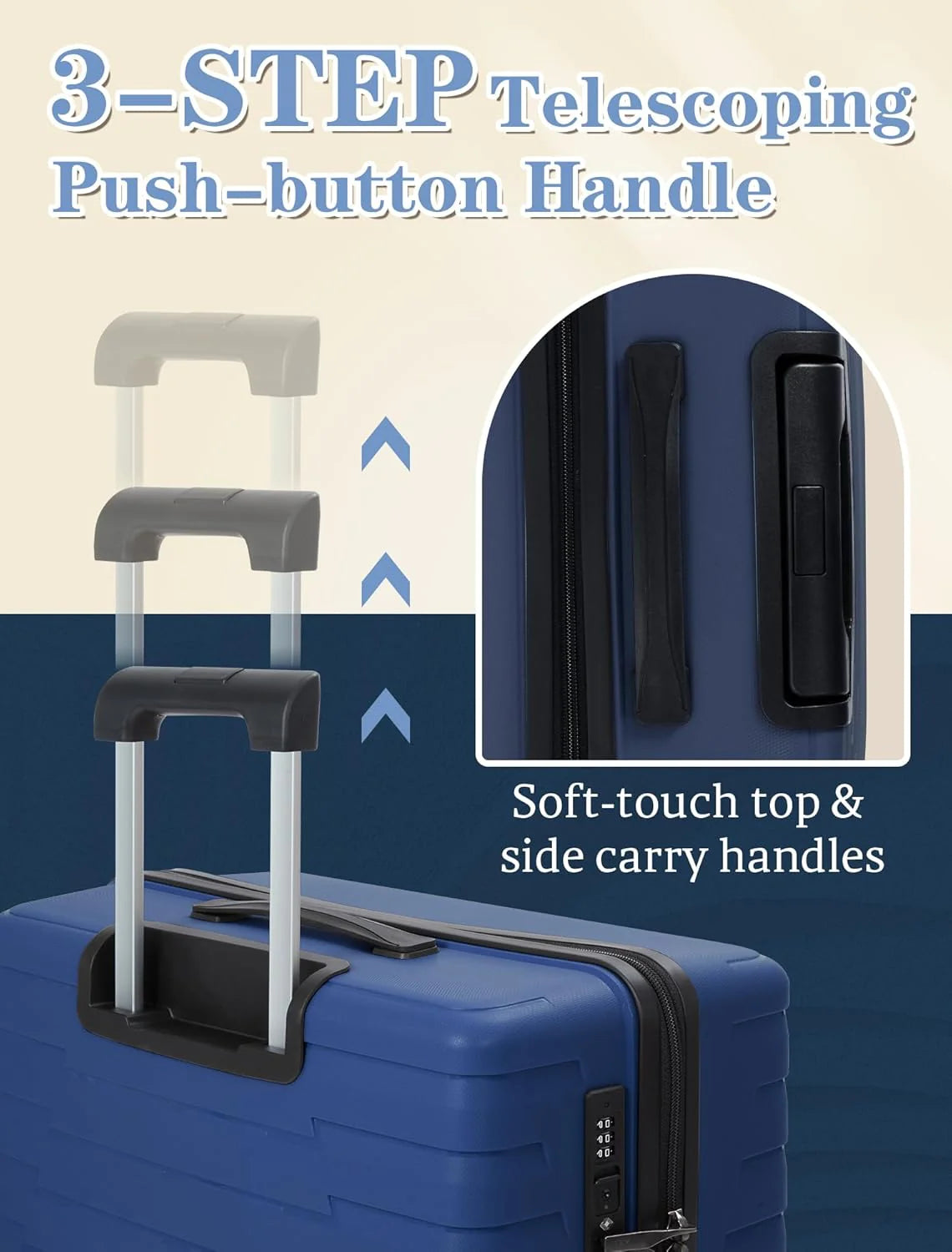 5-piece luggage set with wheels, ABS hardshell suitcase with spinner wheels