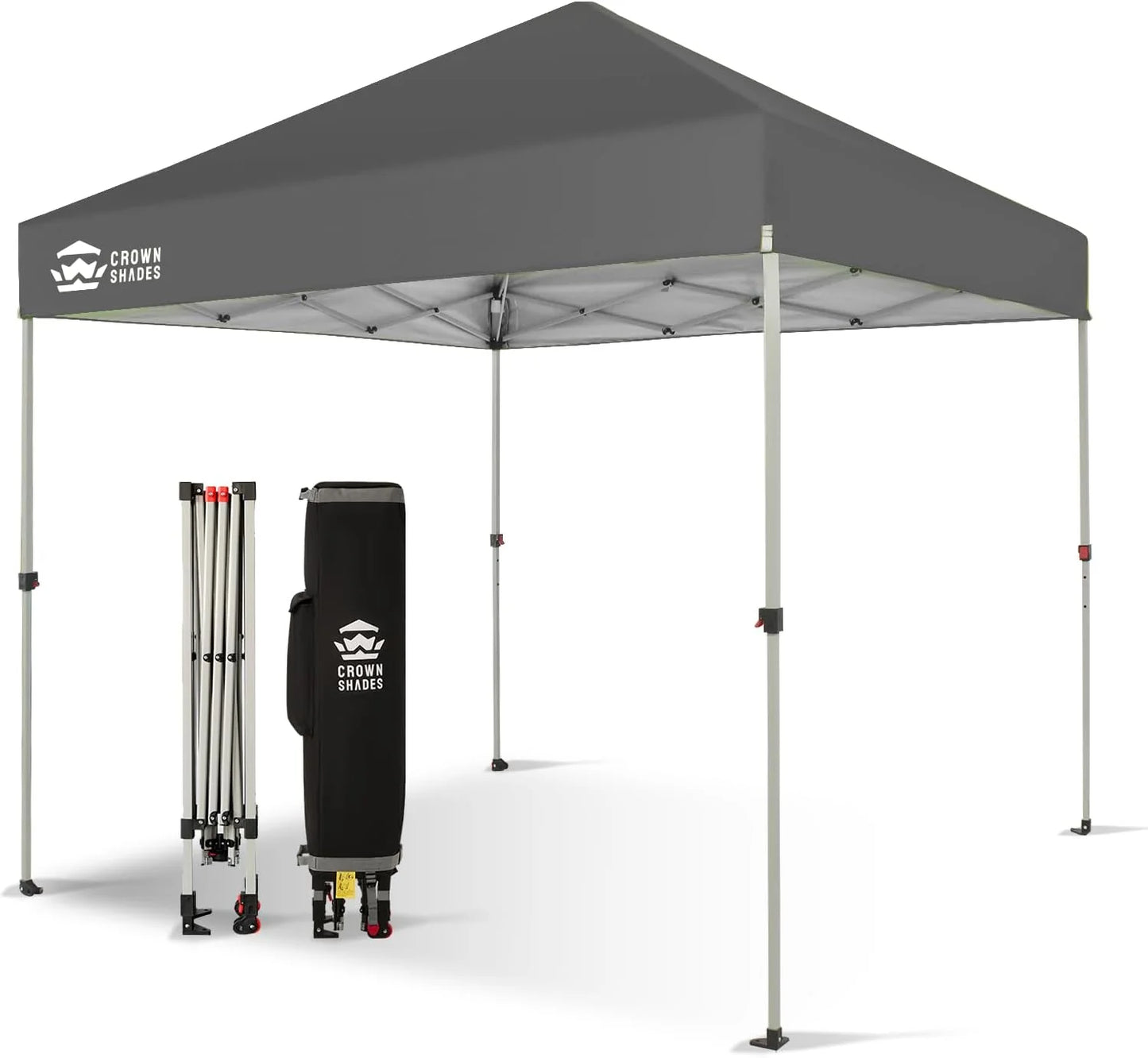 10x10 Pop-Up Awning - One-Click Installation Beach Tent - Outdoor Sunshade Silver Coated Top, 3 Heights and 4 Sand Pockets