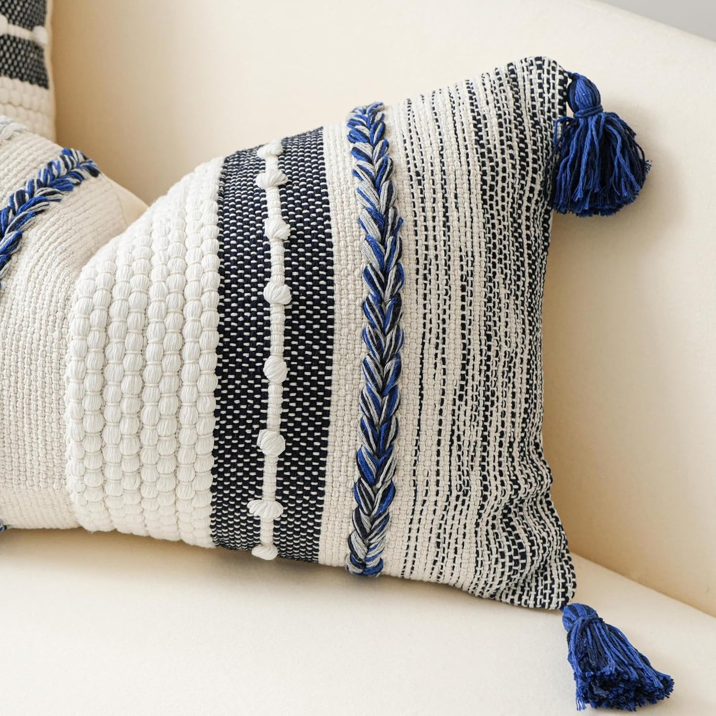 Blue Boho Decorative Throw Pillow Cover 20x20