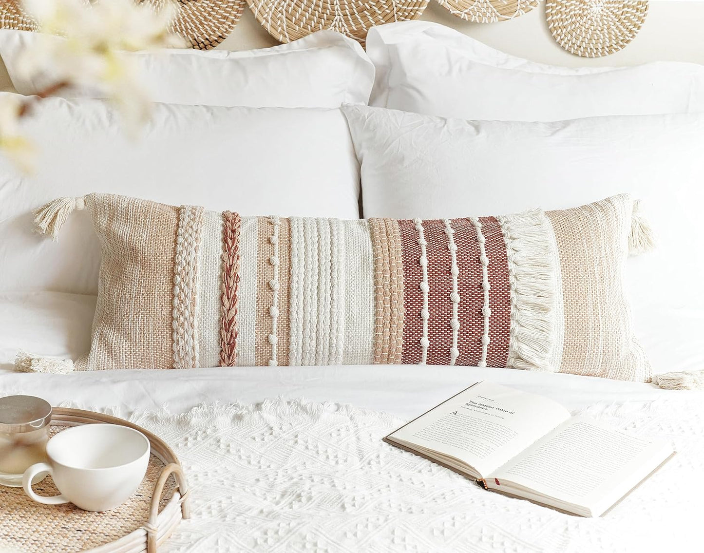 Blue Boho Decorative Throw Pillow Cover 20x20