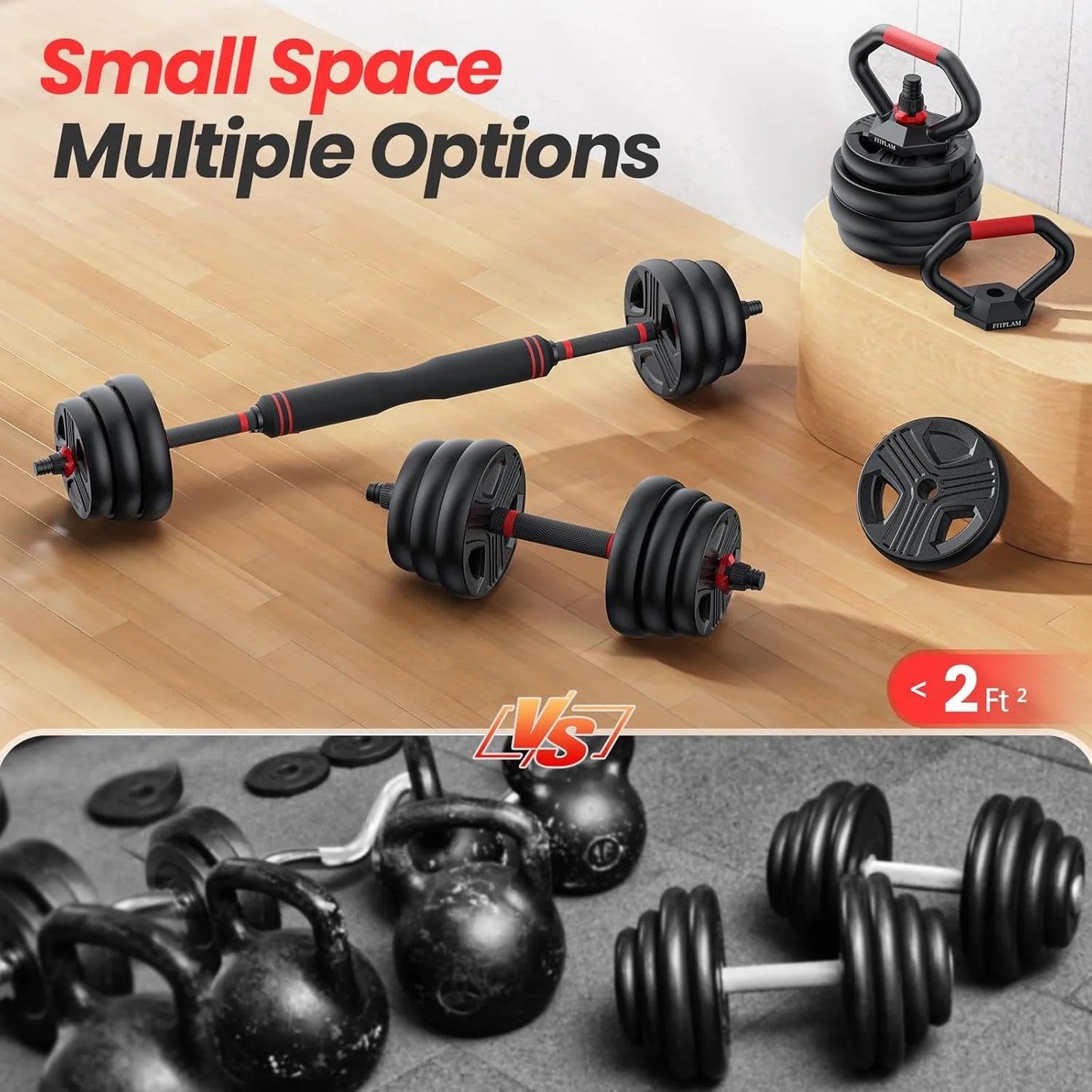 Adjustable dumbbell kit with upgraded nuts Barbell, push-up stand, push-up stand