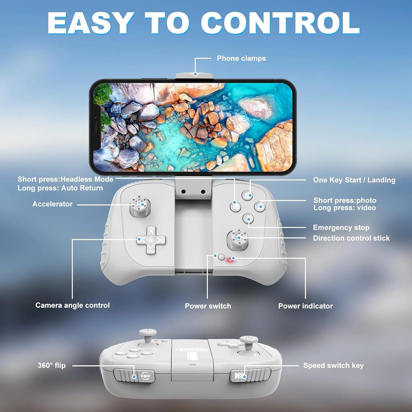 2K HD FPV Drone for Adults with Camera - Altitude Hold Foldable and Portable