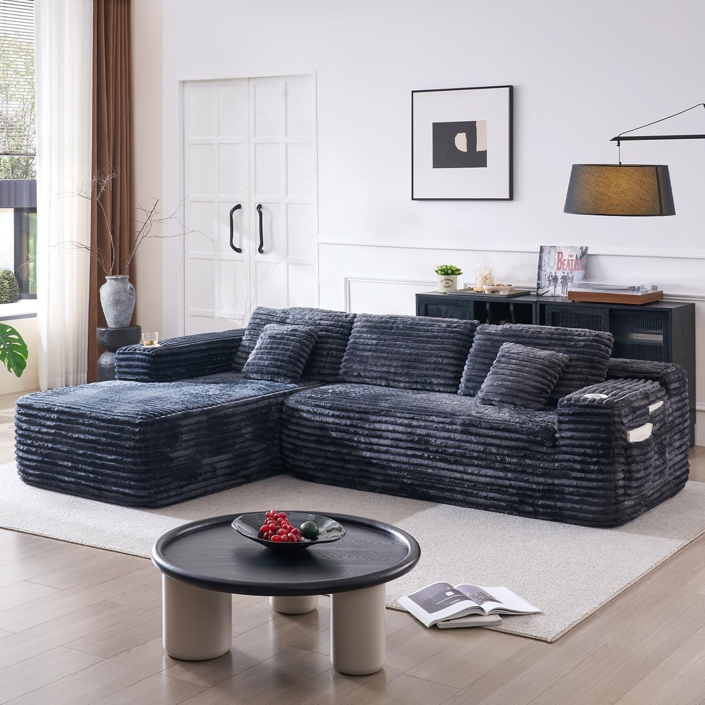 Cloud Sectional Couch with L-Shape Chaise, Modern Modular Sofa with Deep Seat, Built-in Cup Holder & Storage Pocket