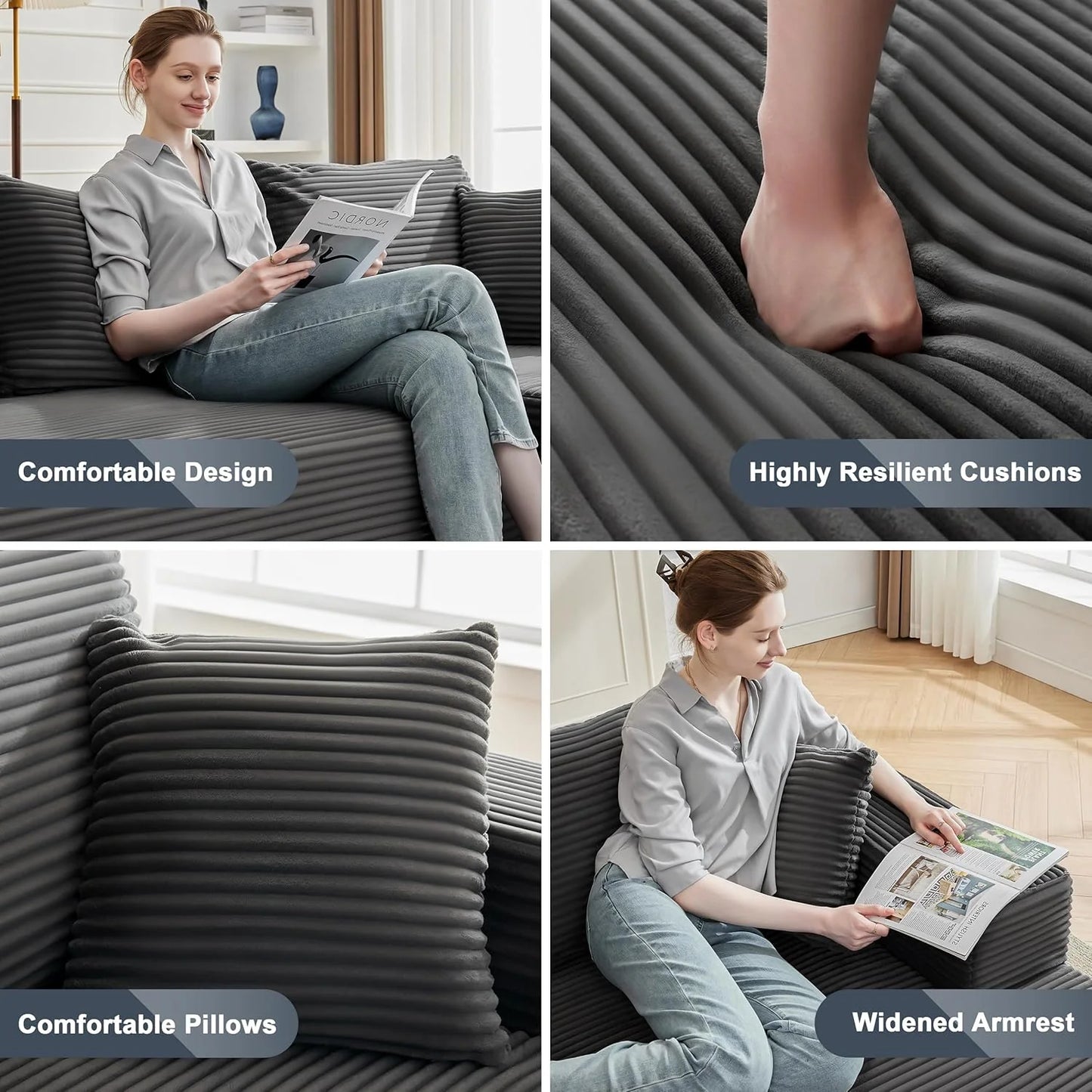 110-inch cloud sofa, boneless sofa in the living room, modular sofa with deep seats