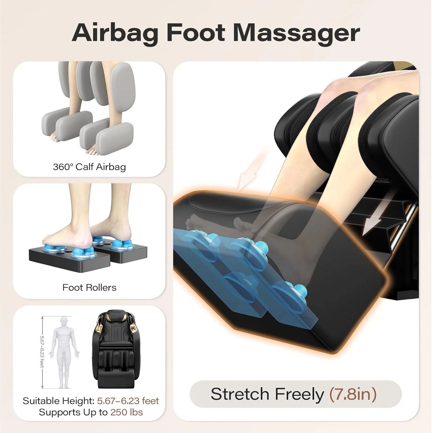 Full Body Massage Chair, 160° Zero Gravity Recliner with Body Scan, 50" SL Track Shiatsu Massage Chair, Spot Massage, Foot Roller