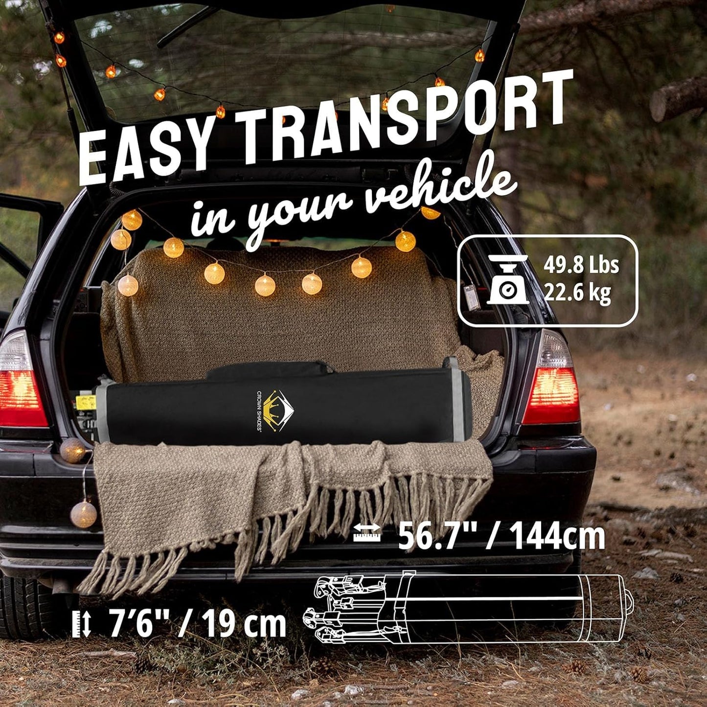 10x10 Pop-Up Awning - One-Click Installation Beach Tent - Outdoor Sunshade Silver Coated Top, 3 Heights and 4 Sand Pockets