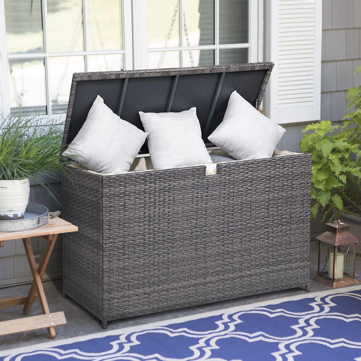 Wicker Outdoor Patio Storage Box Waterproof