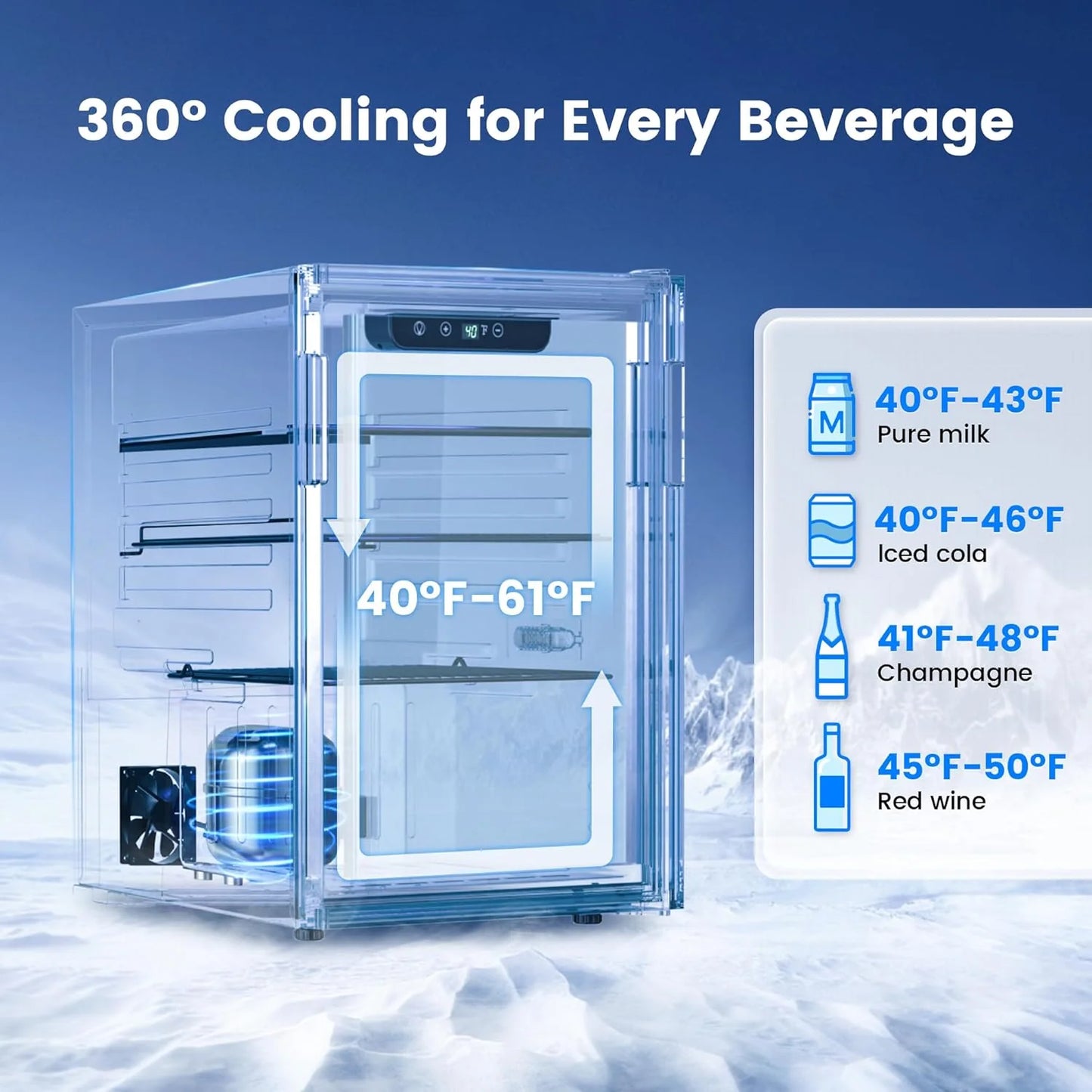 Beverage Refrigerator Cooler - 126 Can Mini Fridge Glass Door for Drinks Soda Beer Wine - Small Refrigerator for Office Bedroom Home Bar, 4 Adjustable Shelves, 3.2 Cu.Ft, Silver