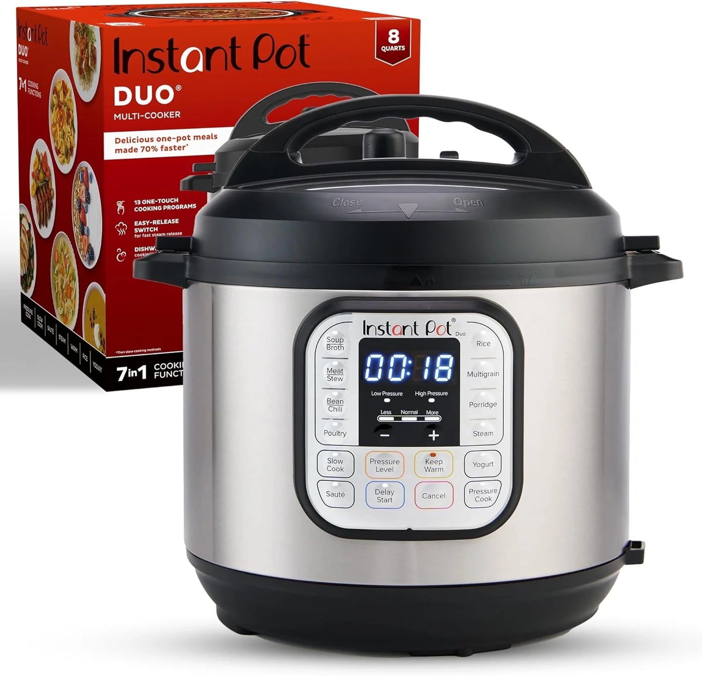 Instant Pot Duo 7-in-1 Electric Pressure Cooker, Slow Cooker, Rice Cooker, Steamer, Sauté Pan, Yogurt Maker, Warmer, and Sterilizer