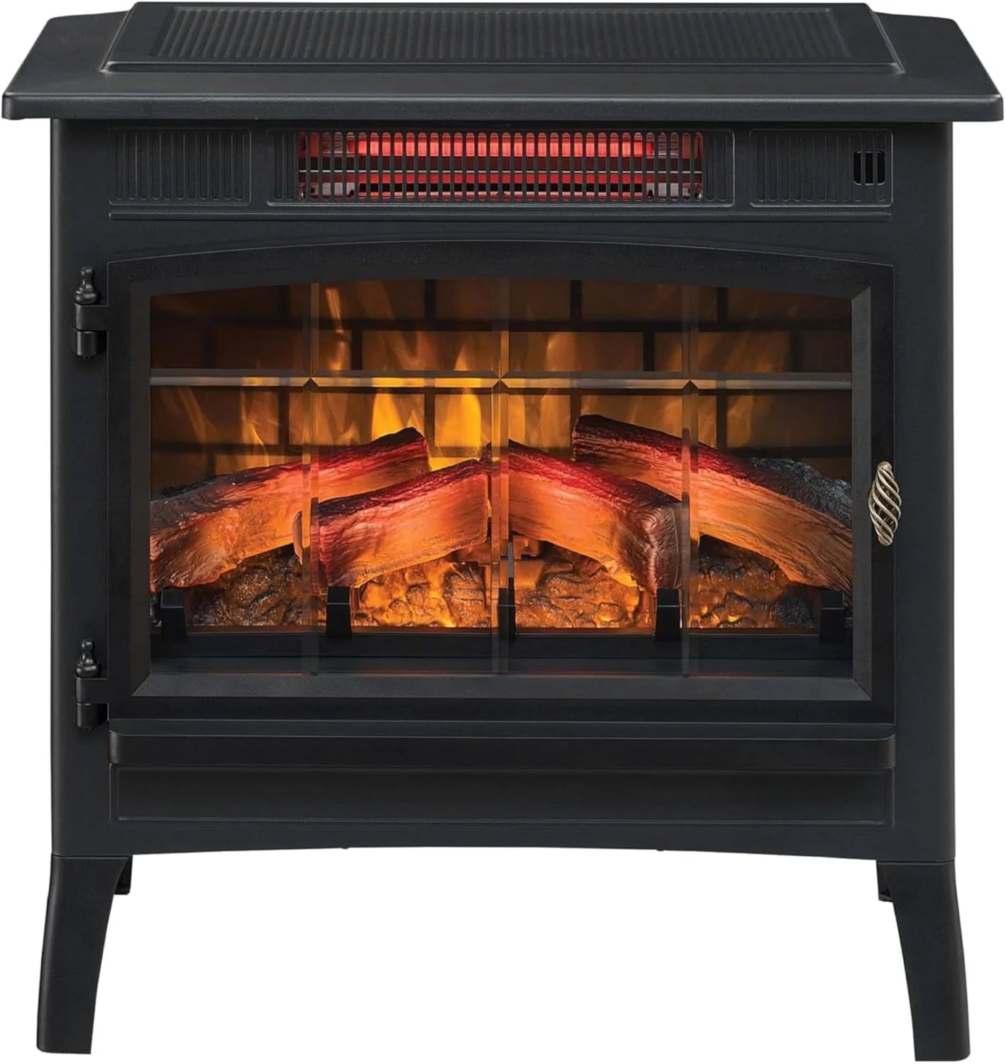 Freestanding Electric Fireplace Stove Heater with 3D Flame Effect for 1,000 Sq. Ft