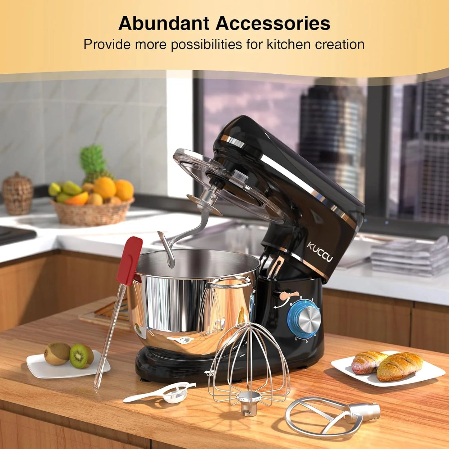 Stand Mixer 6.5 Qt 660W 6-Speed Tilt-Head Food Dough Mixer, Kitchen Electric Mixer with Stainless Steel Bowl,Dough Hook,Whisk, Beater, Egg white separator