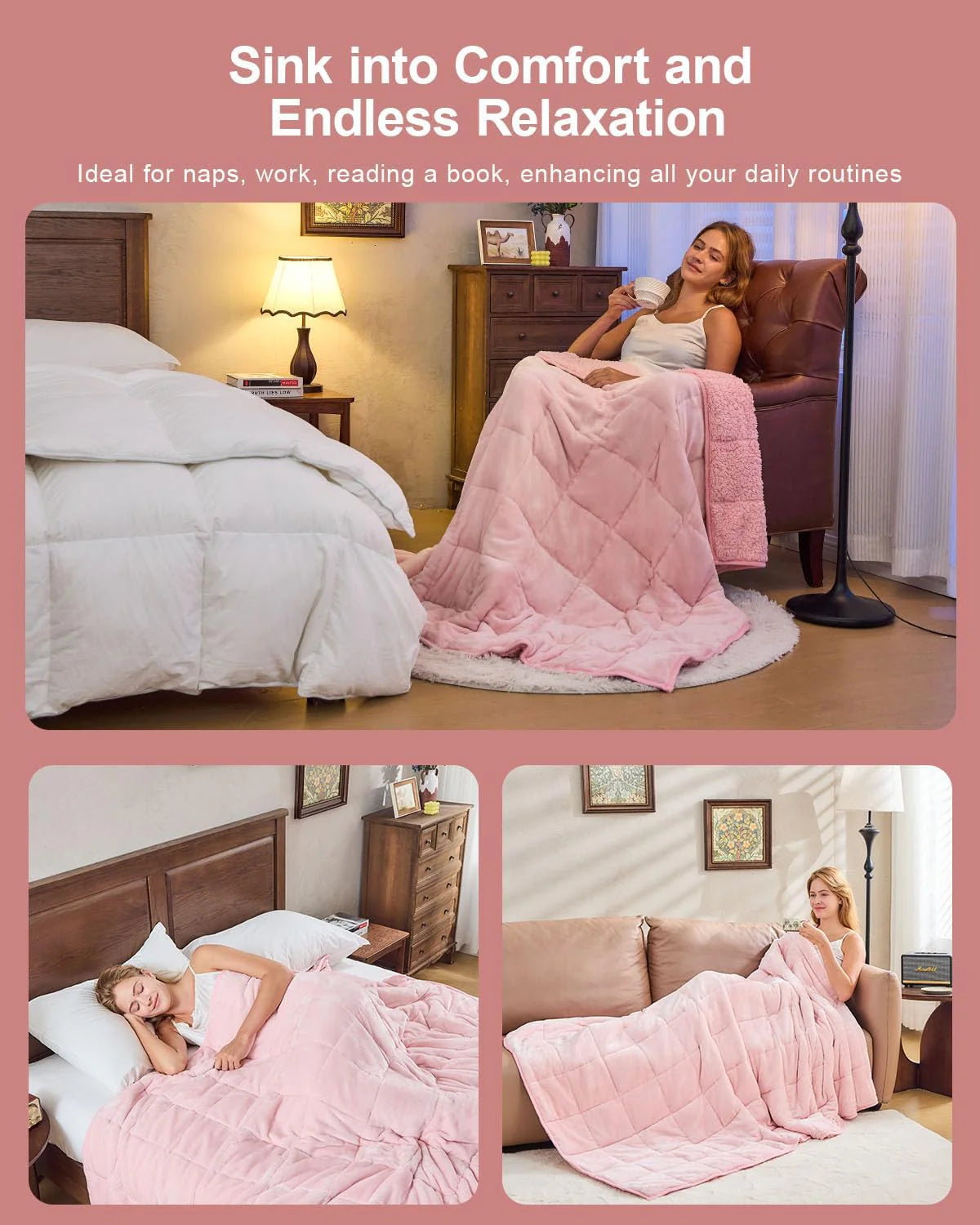 Sherpa Fleece Weighted Blanket 15 lbs 60"x 80"