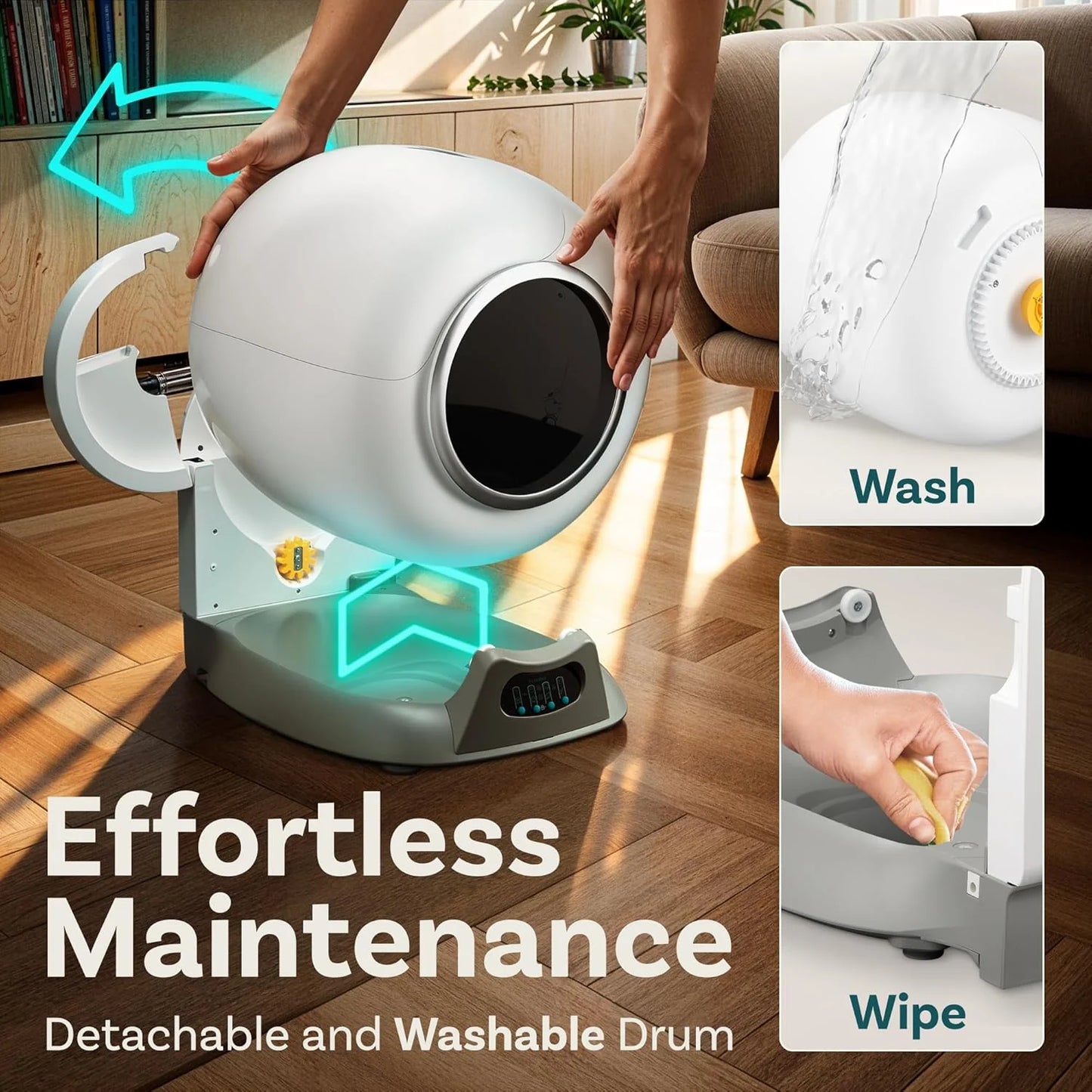 Self Cleaning Litter Box with Auto Safety Sensors for Multiple Cats - Automatic Cat Litter Box Self-Cleaning - Covered Odor Removal with APP Control - Compatible On All WiFi