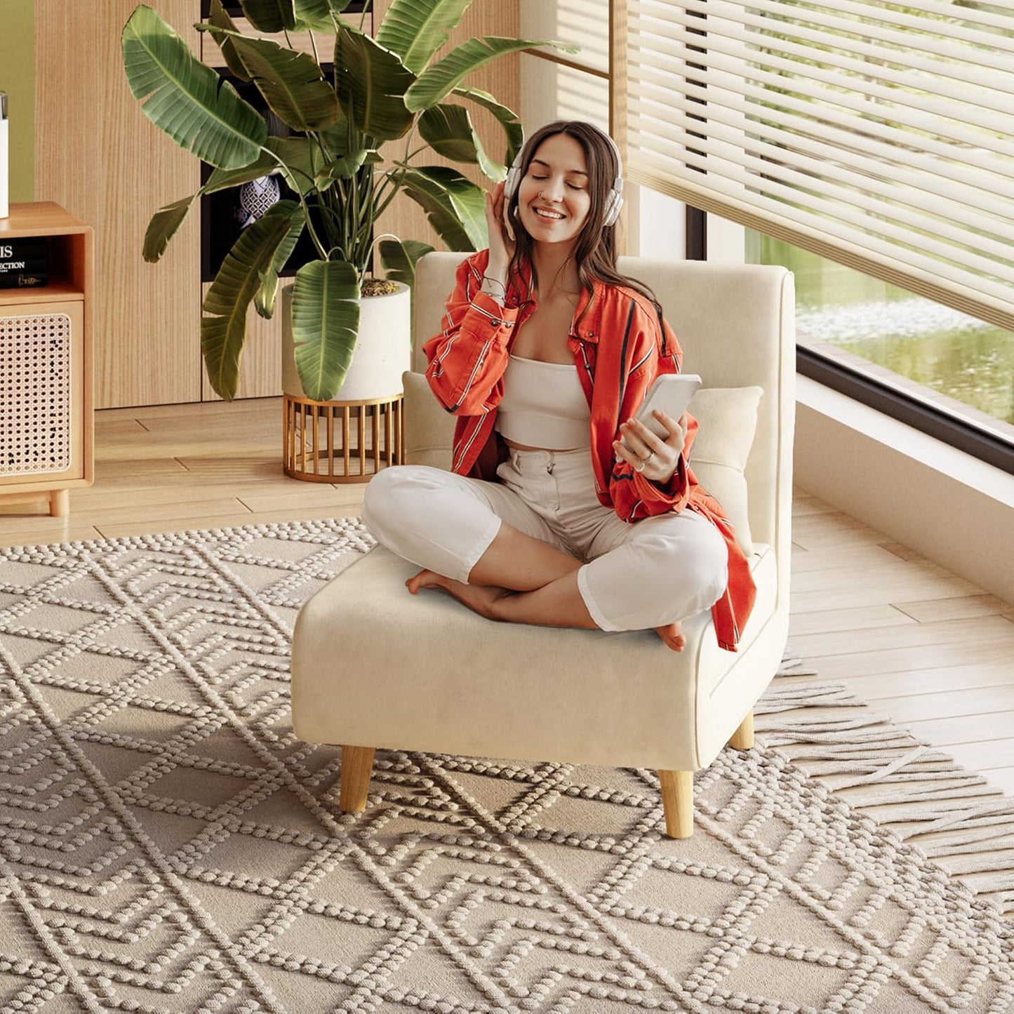 3-in-1 sleeper chair bed, convertible chair bed futon sofa with adjustable backrest