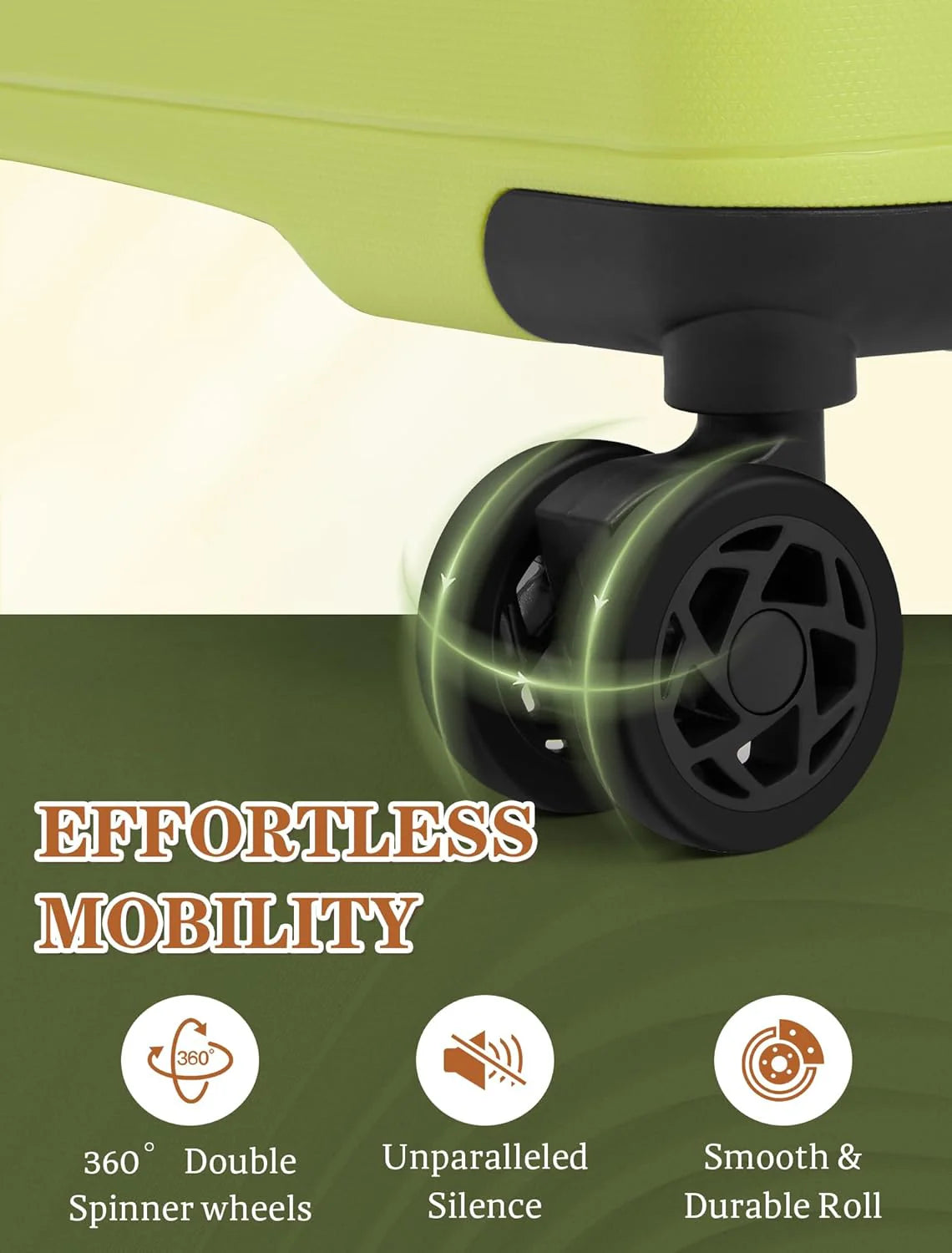 5-piece luggage set with wheels, ABS hardshell suitcase with spinner wheels