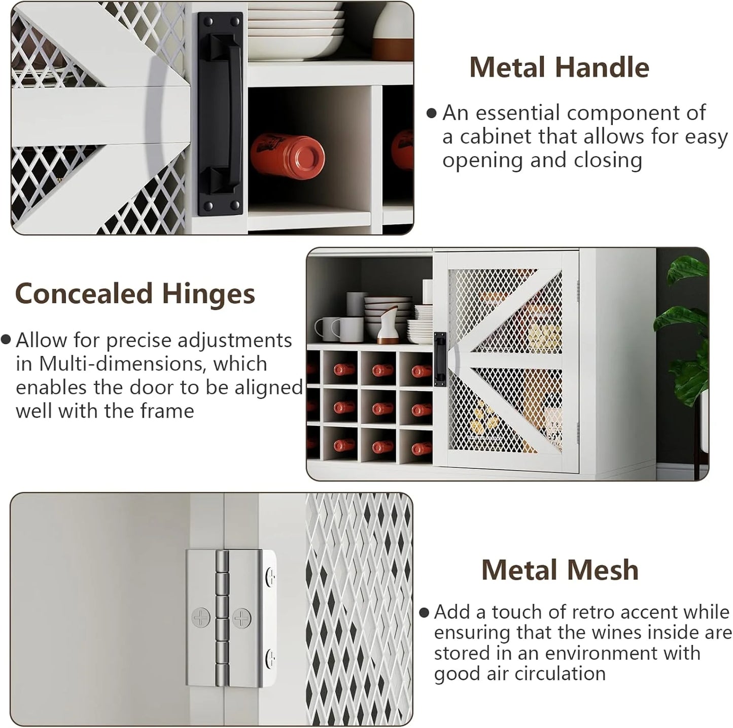 Wine Bar Cabinet with LED Light, Liquor Cabinet with Glass Holder, Coffee Bar for Liquor, Storage Buffet with Wine Racks, Wine Cabinet