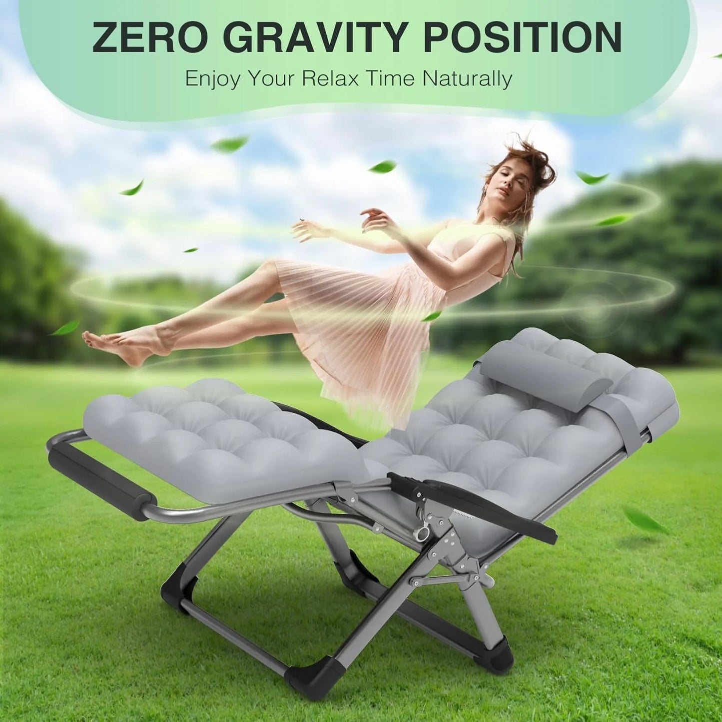 Indoor and outdoor patio chair folding lounge chair zero gravity chair with removable cushion camping lounge chair