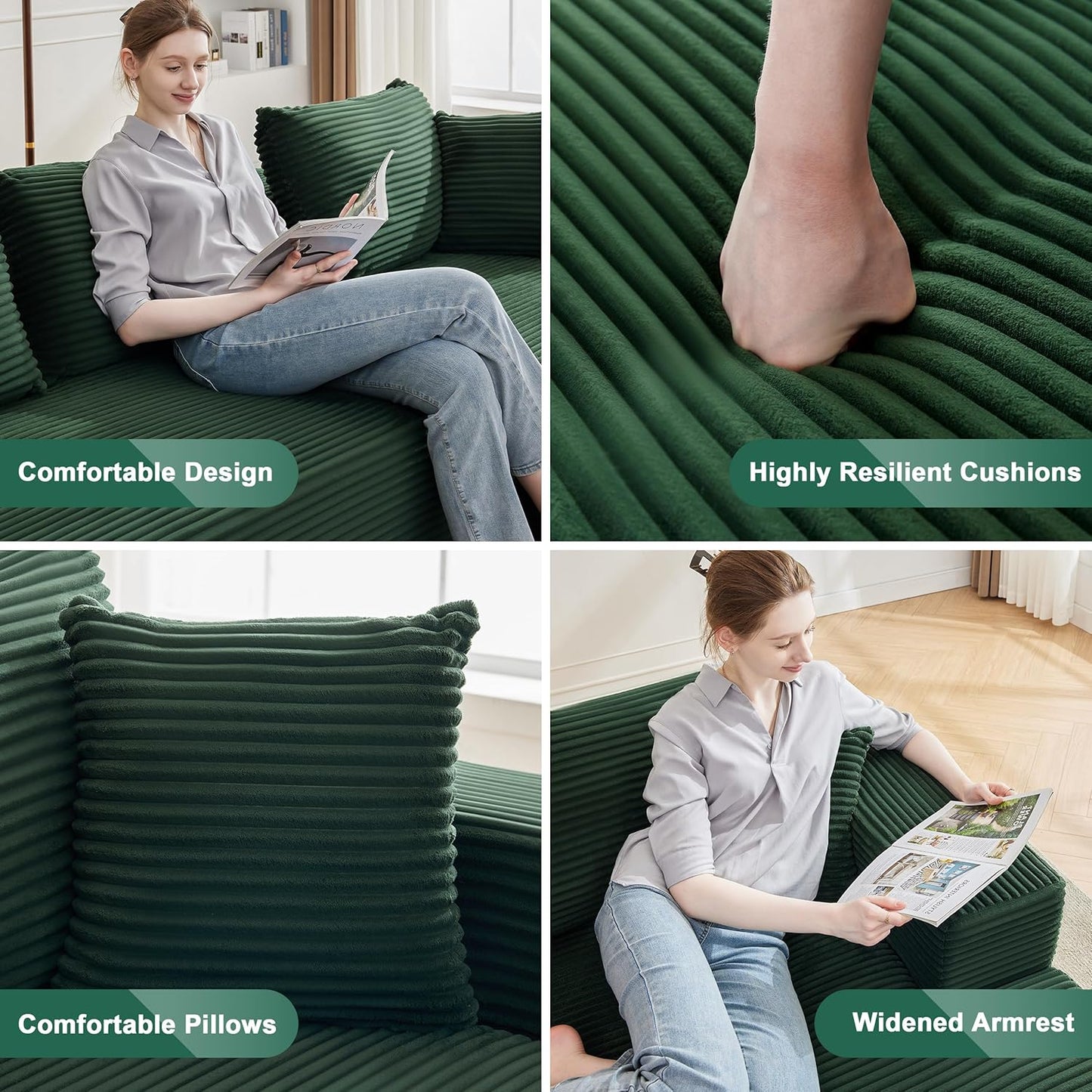 110-inch cloud sofa, boneless sofa in the living room, modular sofa with deep seats