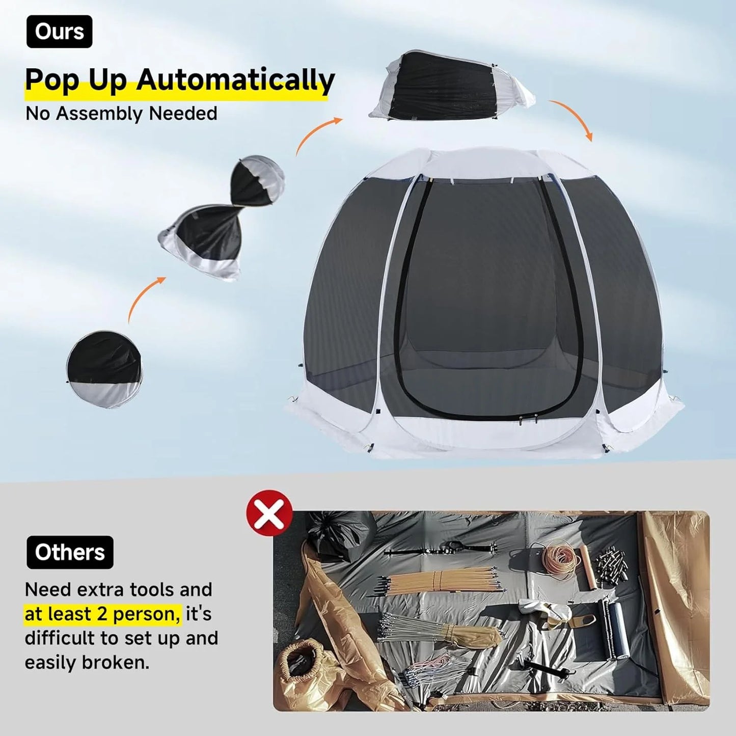Pop Up Screen House Gazebo Tent with Mosquito Netting Sides
