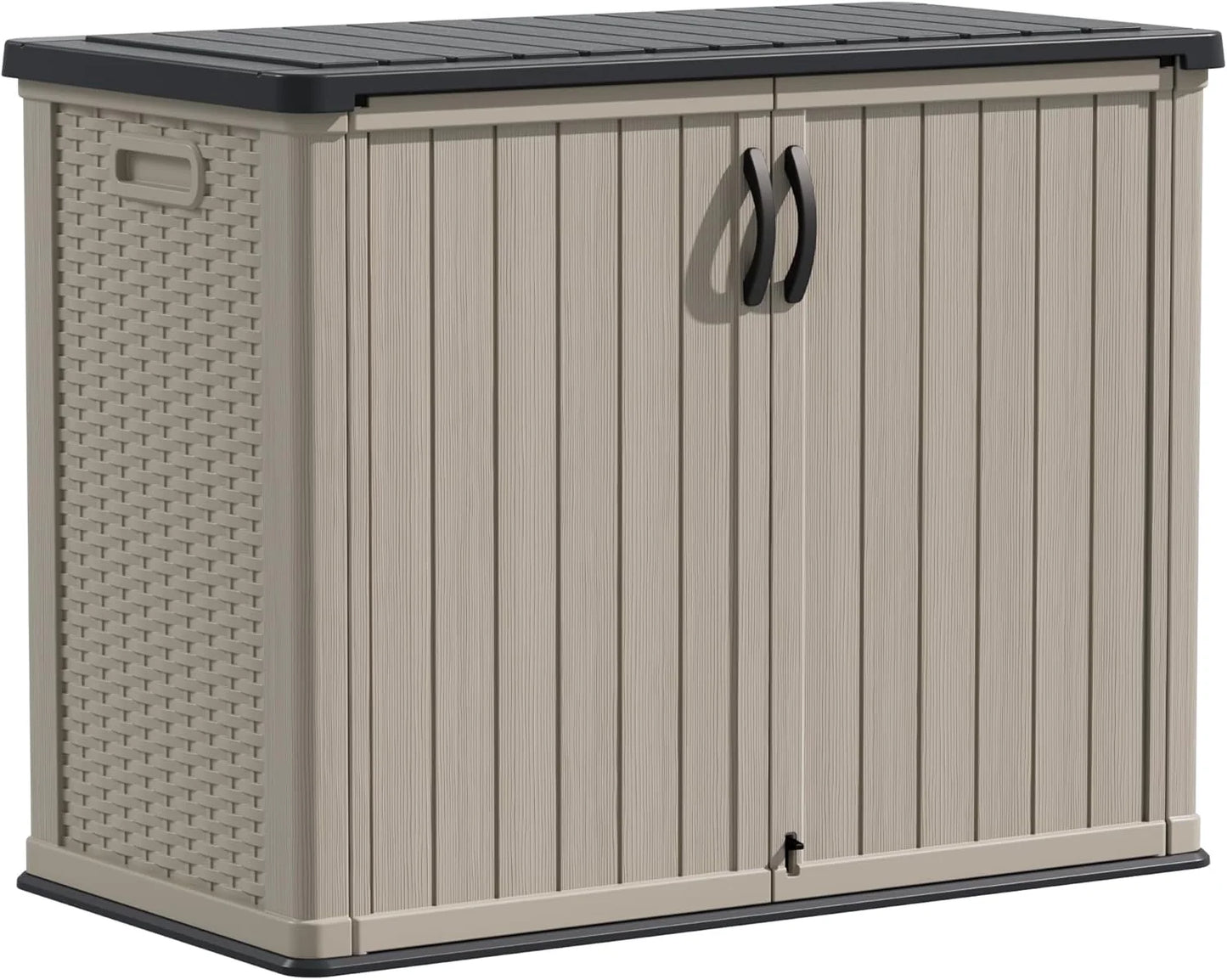 Devoko Outdoor Storage Cabinet 26 Cu Ft with Lockable Doors, Horizontal Storage Shed Waterproof Patio Tools Storage Box
