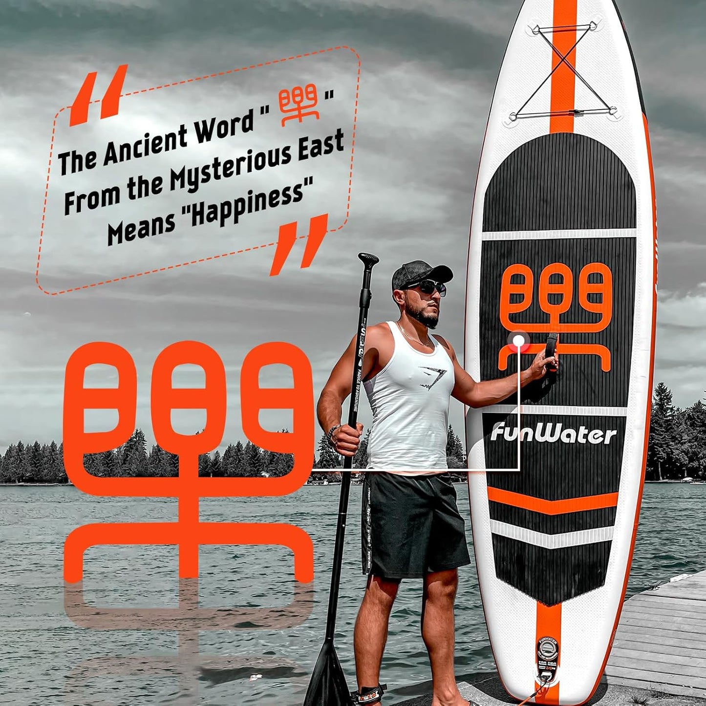 FunWater Inflatable Stand Up Paddle Board with Premium SUP Paddle Accessories, Non-Slip EVA Deck, 11'/10'6' Paddle