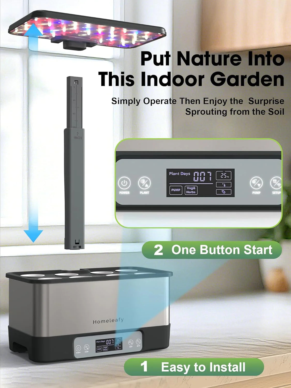 Hydroponic Grow System Kit, 8 Smart Indoor Herb Gardens with WiFi App Control, Seed Pod Kit