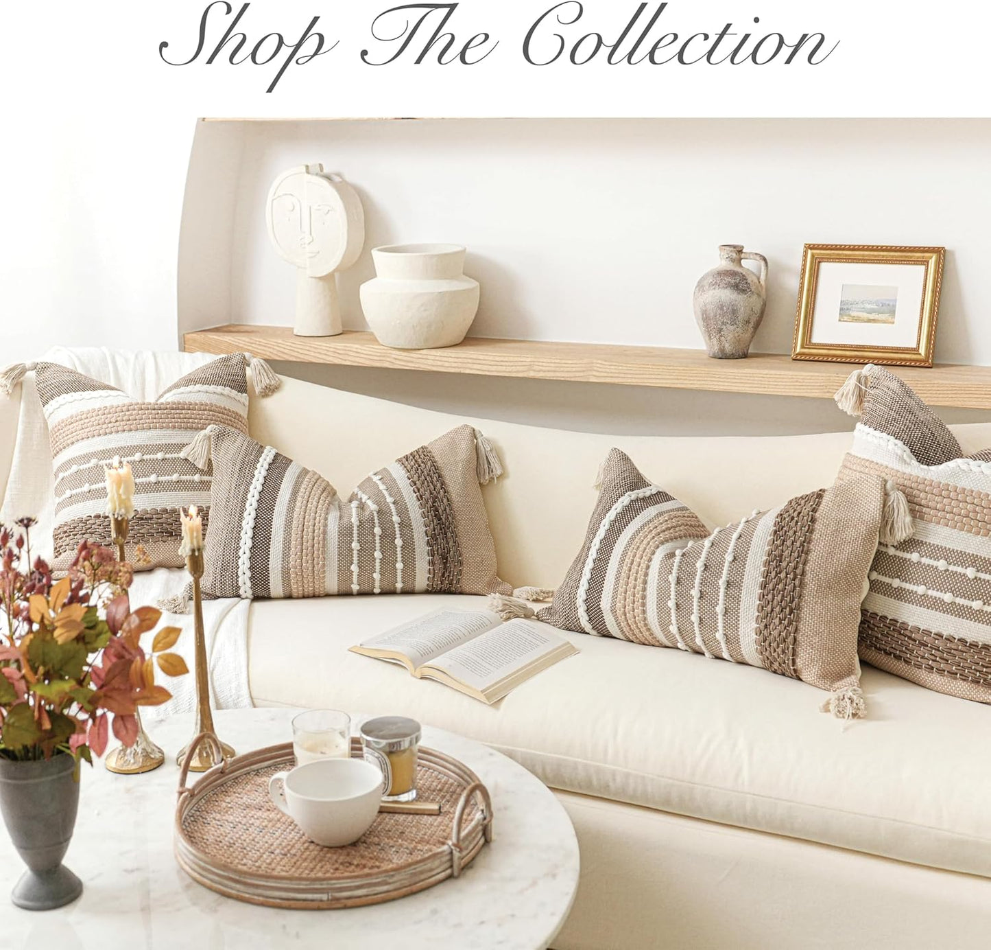 Blue Boho Decorative Throw Pillow Cover 20x20