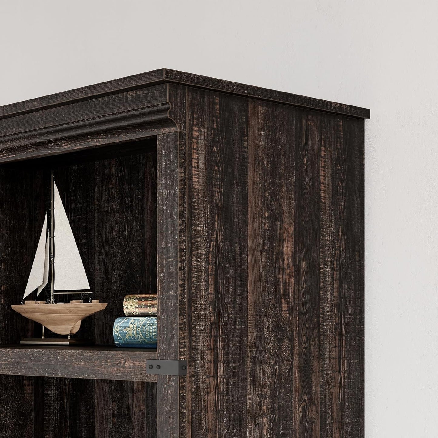 5 Tier Bookcase Farmhouse Book Shelf with Storage Open Display Bookshelves