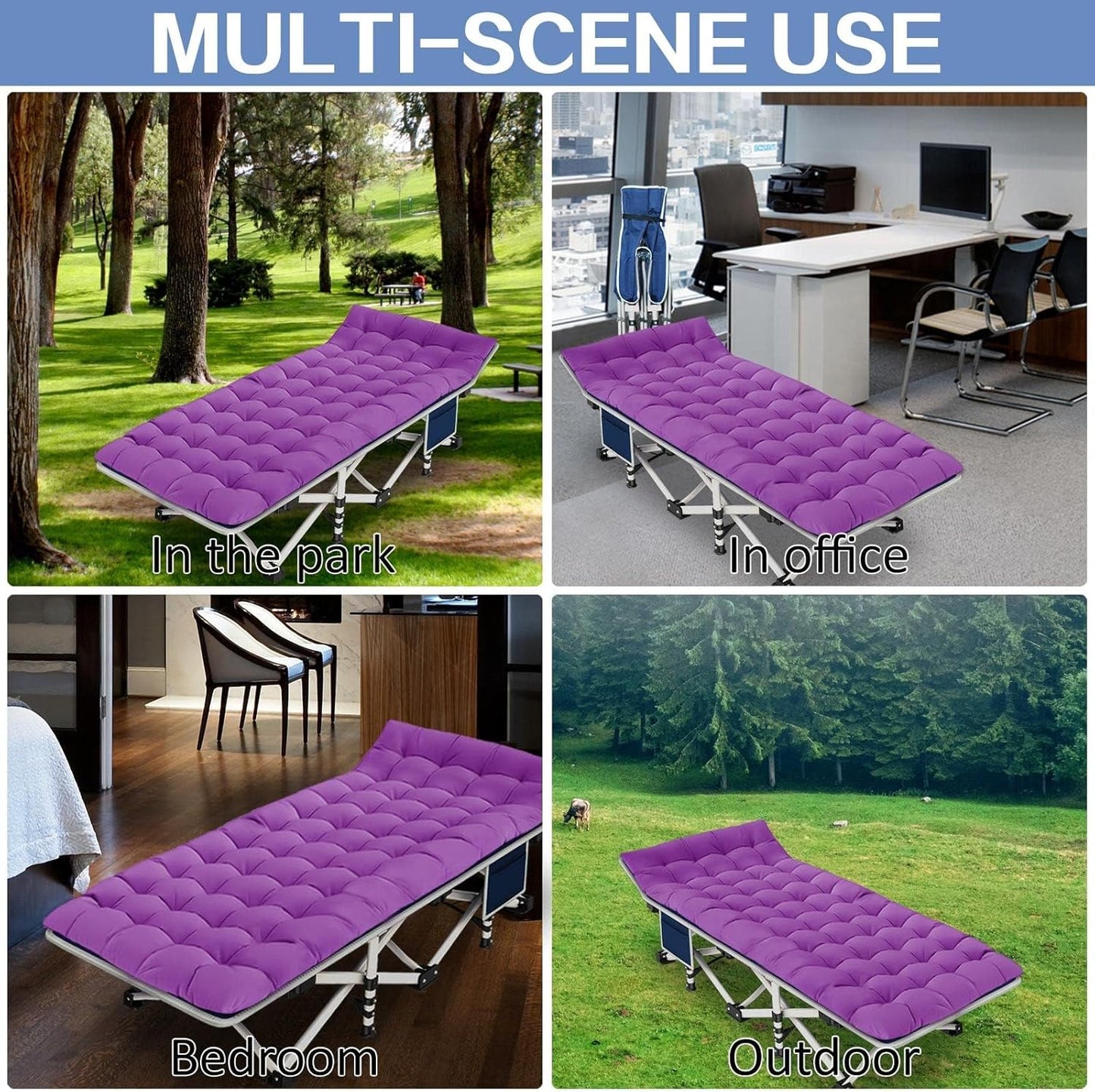 2-pack camping cots with mattresses, comfortable sleeping beds, adult camping cots, 2-person folding beds, heavy-duty sleeping beds