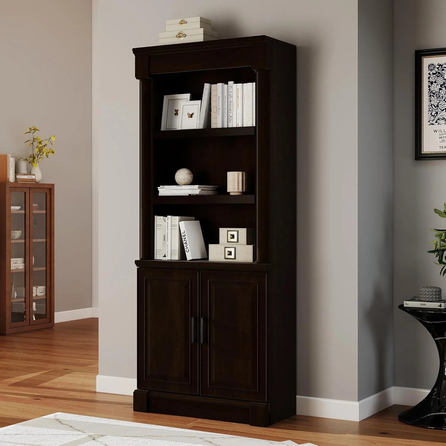 70-Inch Tall White Bookcase 5 Tiers Shelves Open Storage Bookshelf