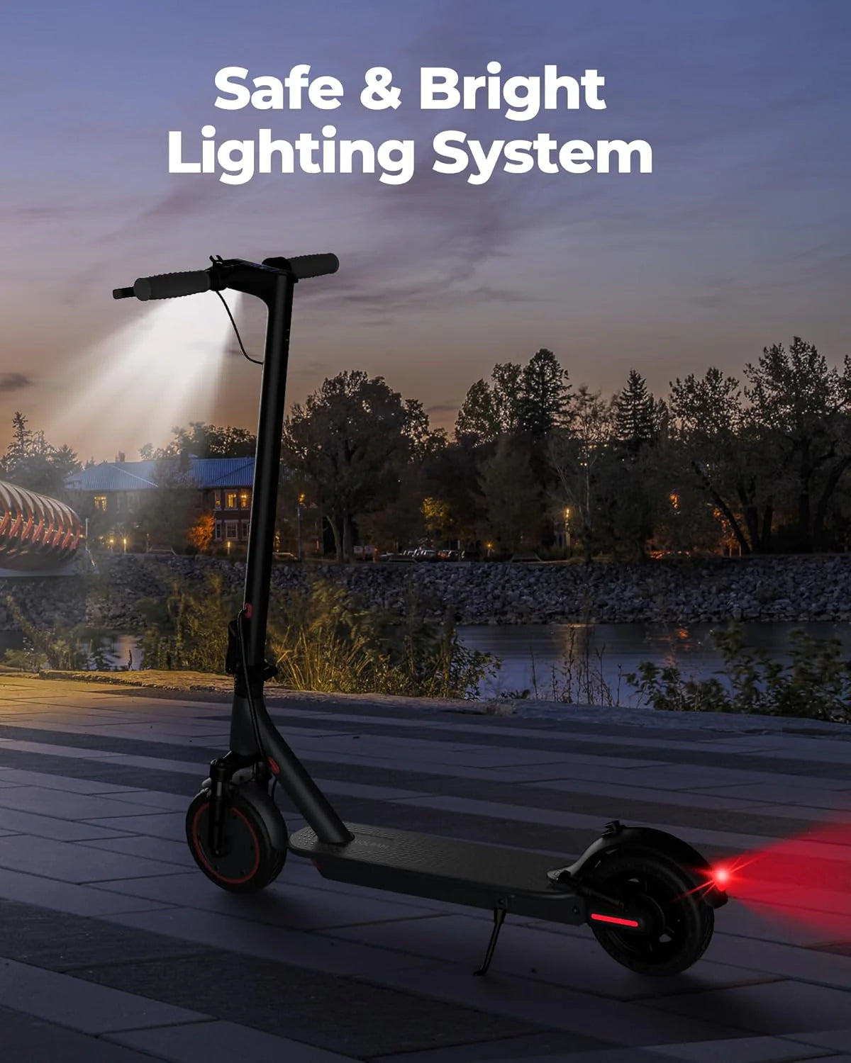 Electric Scooter, 350W/500W Powerful Motor, 8.5"/10" Solid Tires, 19/22Mph, 28/21/12 Miles Range,Dual Braking