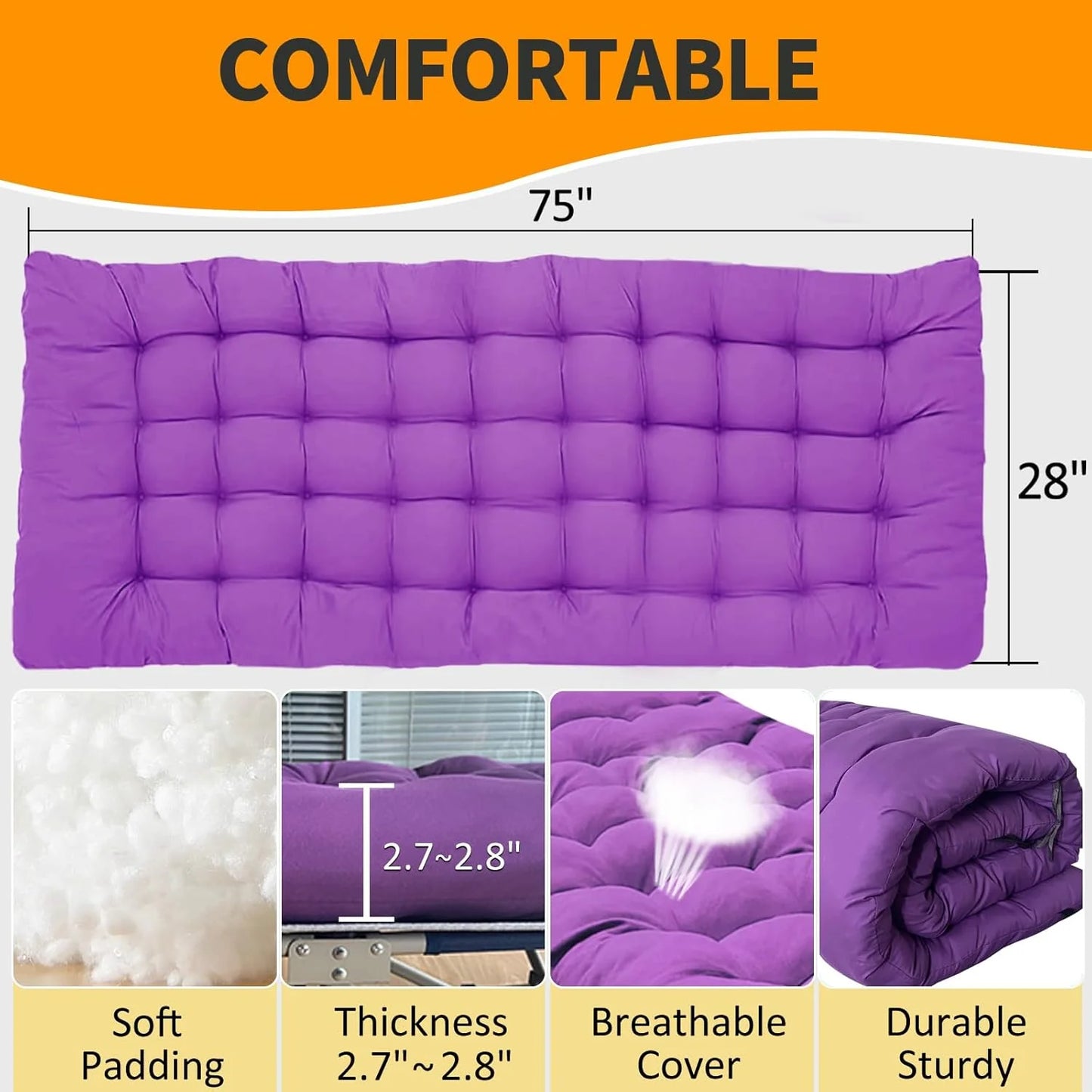 2-Pack Camping Cots with Mattress Comfortable Folding Bed Heavy Duty Baby Cot