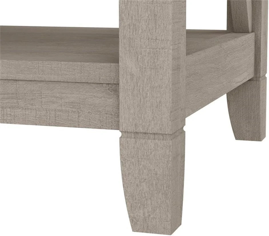Key West Console Table with Drawers and Shelves in Linen White Oak